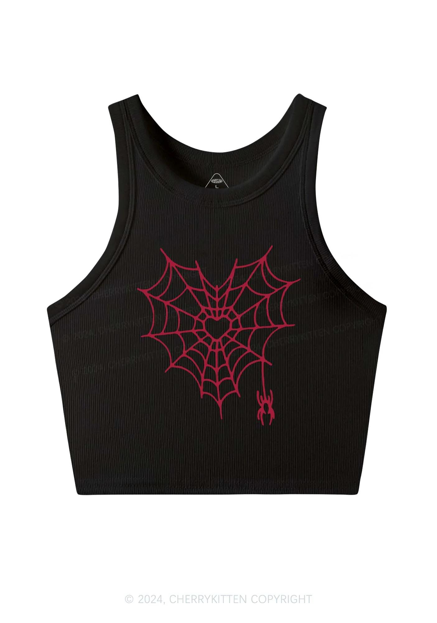 Heart Spider Web Y2K Valentine's Day Crop Tank Top Cherrykitten - Image 3