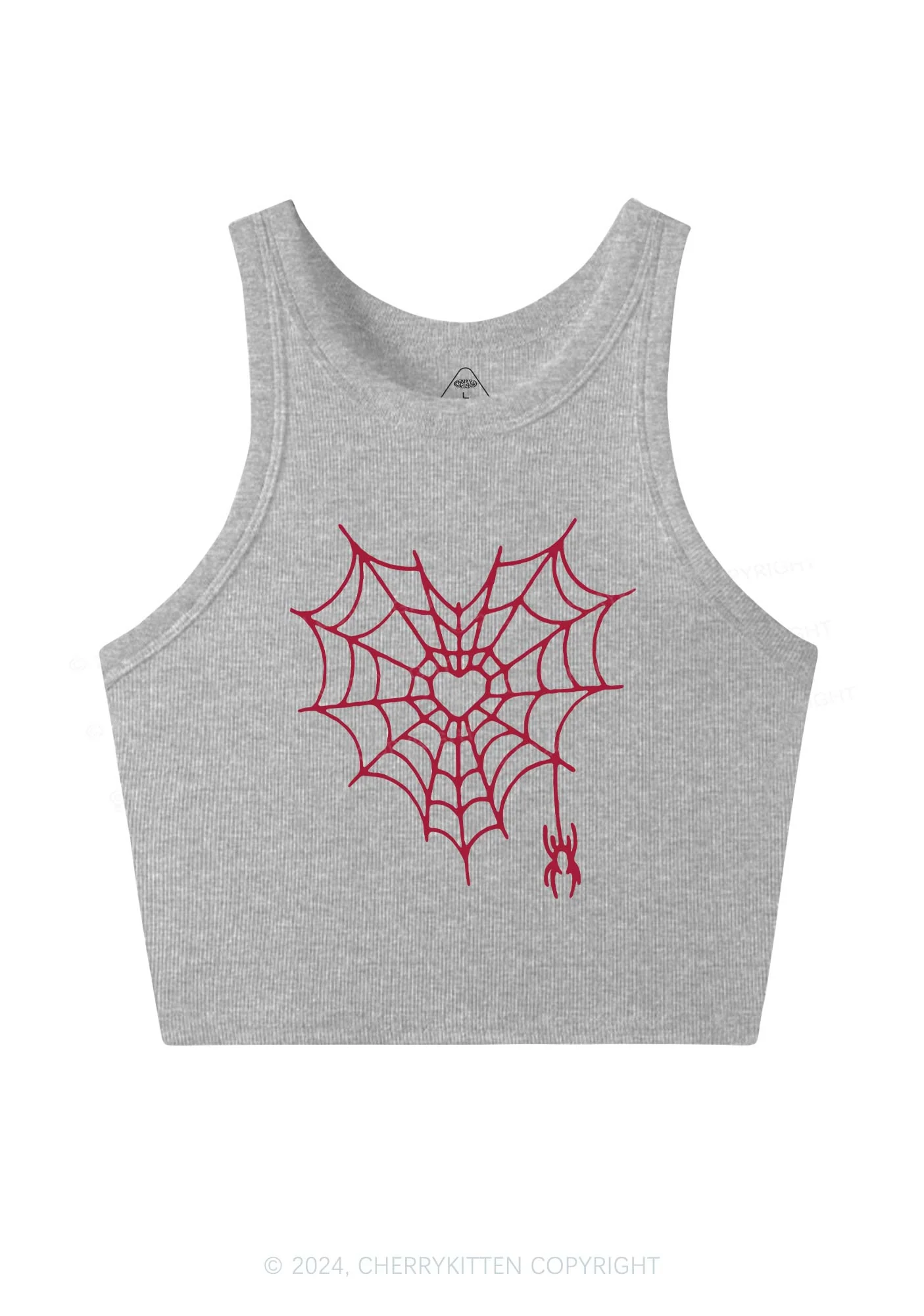 Heart Spider Web Y2K Valentine's Day Crop Tank Top Cherrykitten - Image 4