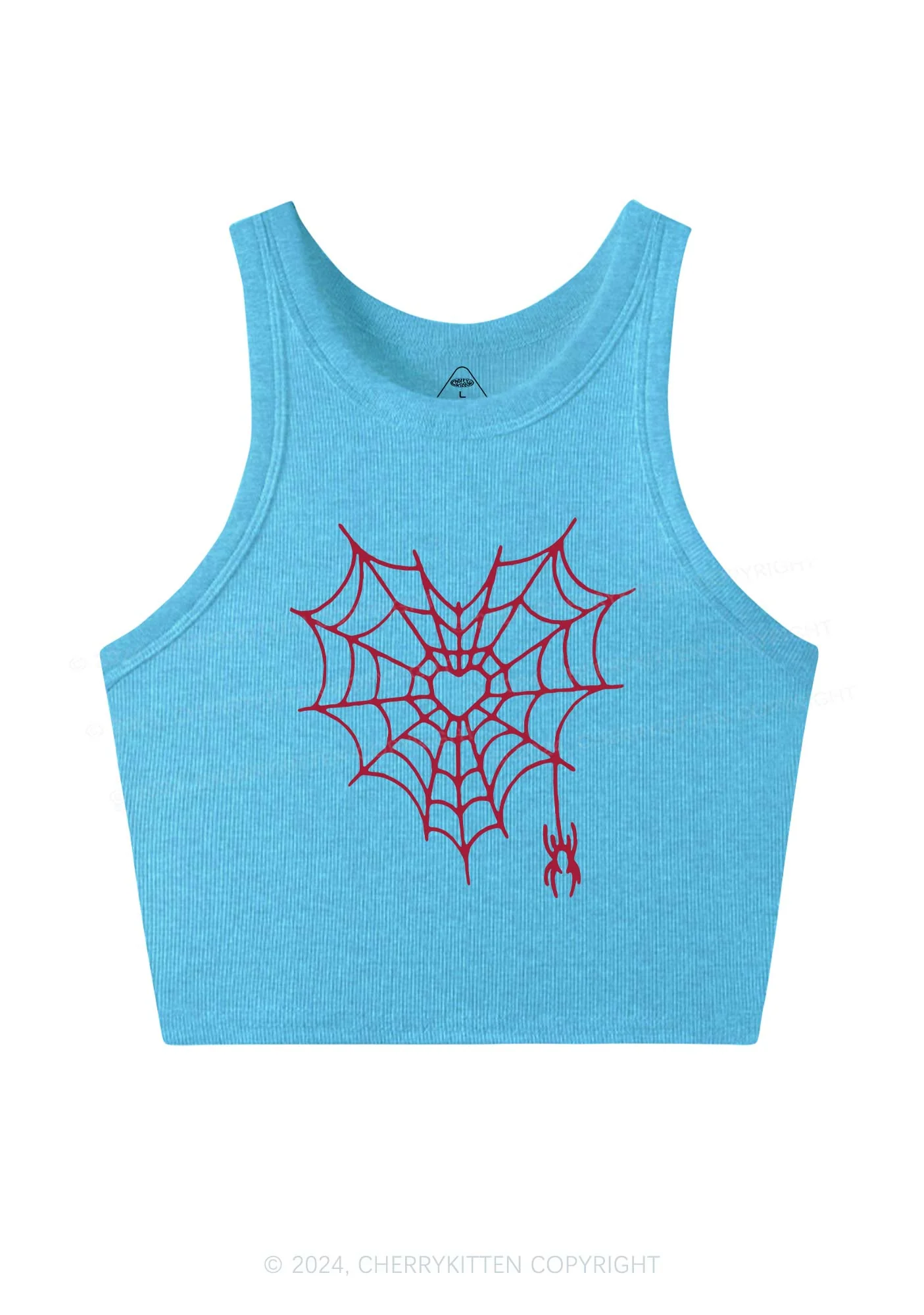Heart Spider Web Y2K Valentine's Day Crop Tank Top Cherrykitten - Image 5