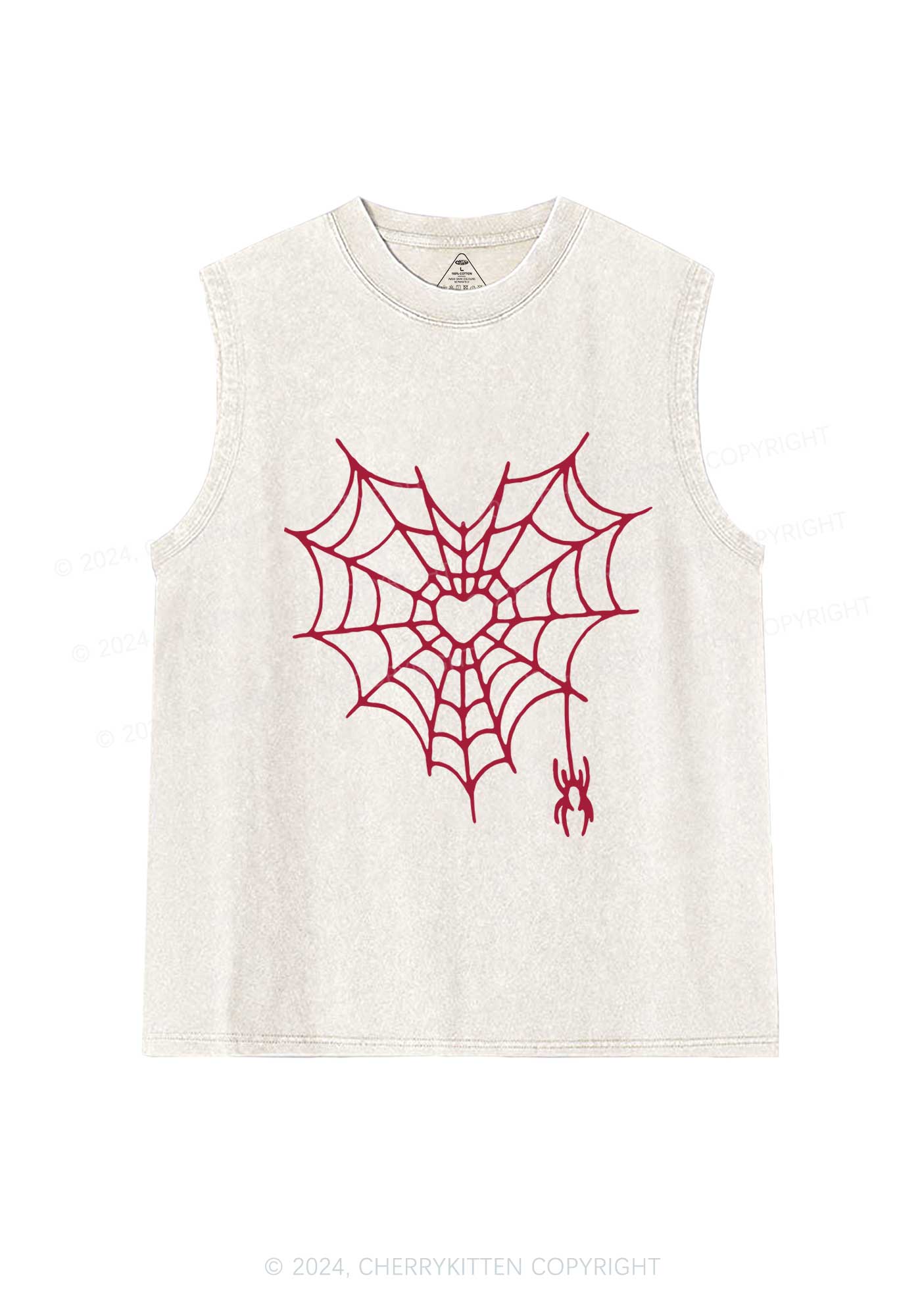 Heart Spider Web Y2K Valentine's Day Washed Tank Cherrykitten - Image 4