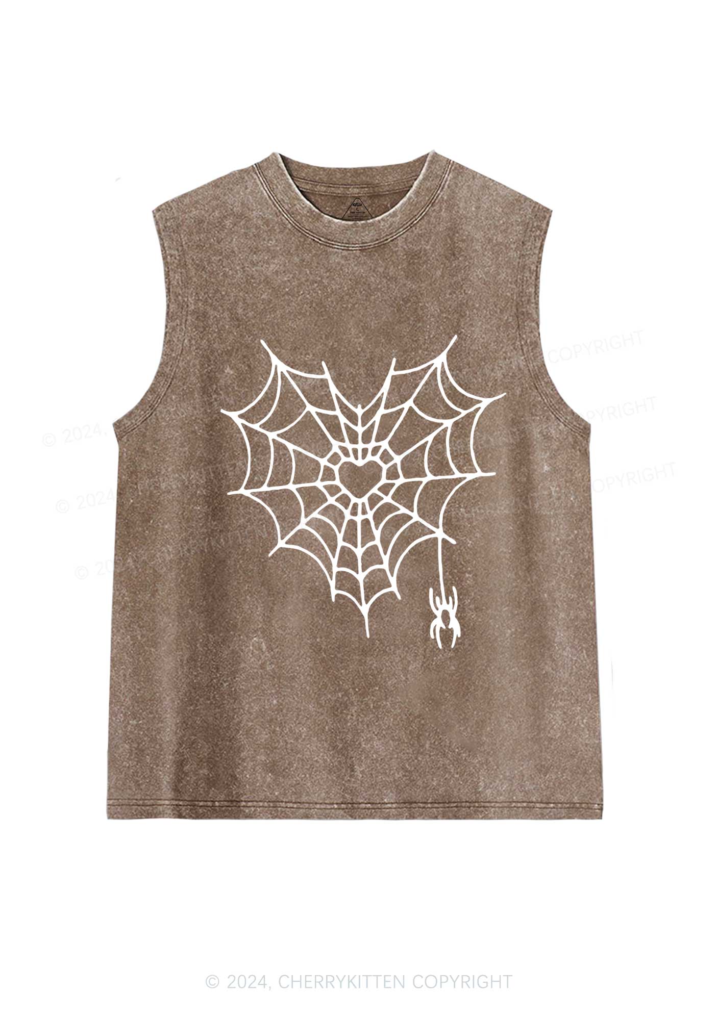 Heart Spider Web Y2K Valentine's Day Washed Tank Cherrykitten - Image 6