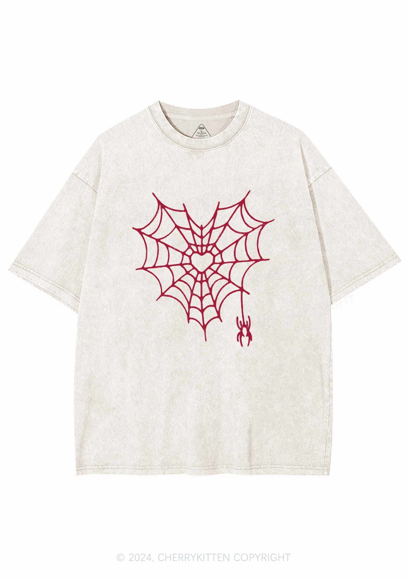 Heart Spider Web Y2K Valentine's Day Washed Tee Cherrykitten - Image 4
