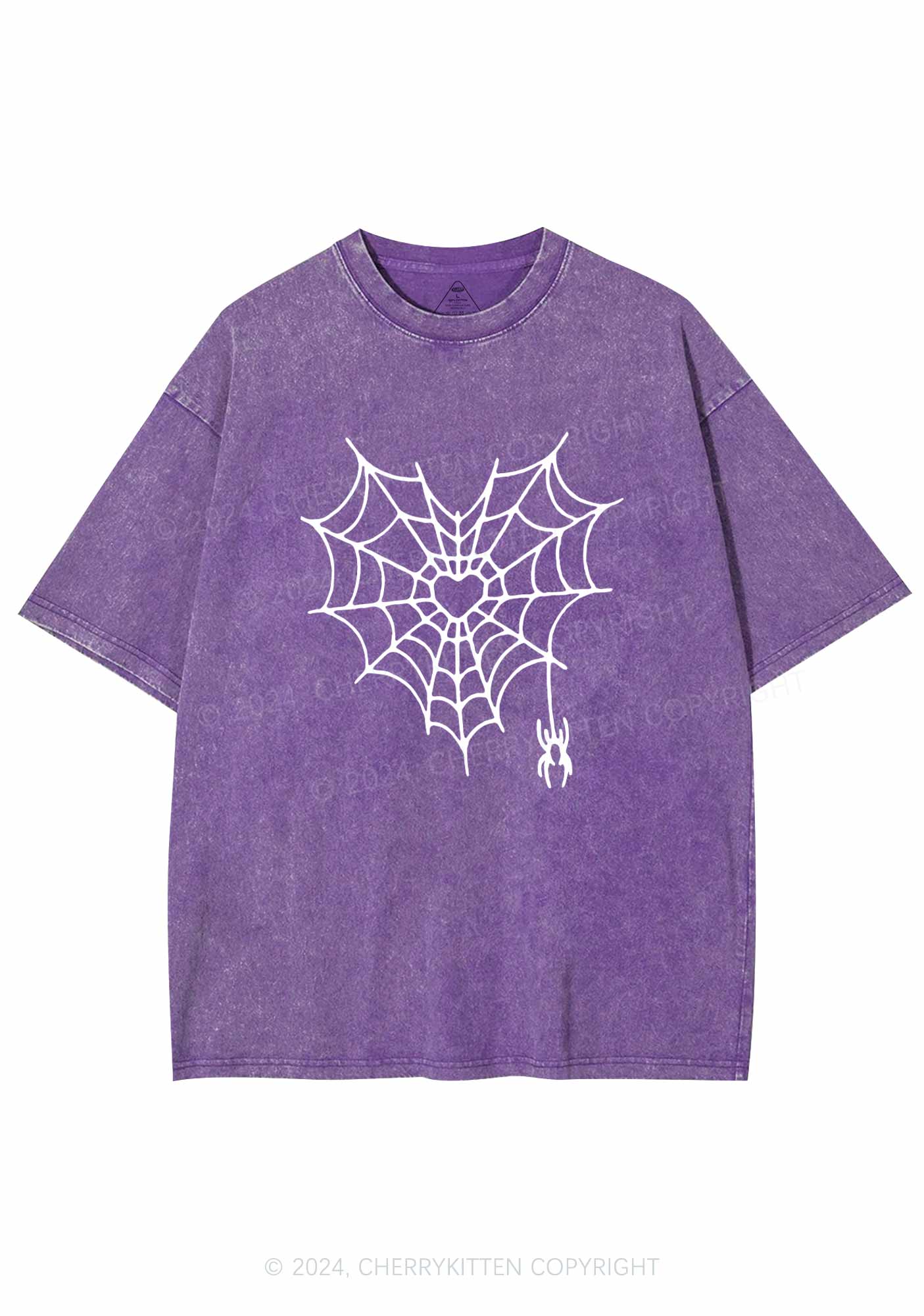 Heart Spider Web Y2K Valentine's Day Washed Tee Cherrykitten - Image 5
