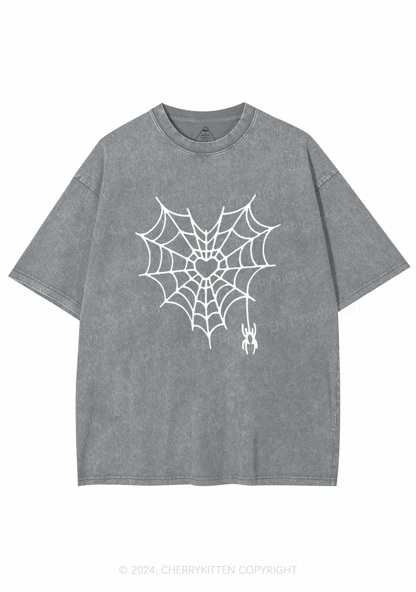 Heart Spider Web Y2K Valentine's Day Washed Tee Cherrykitten - Image 6