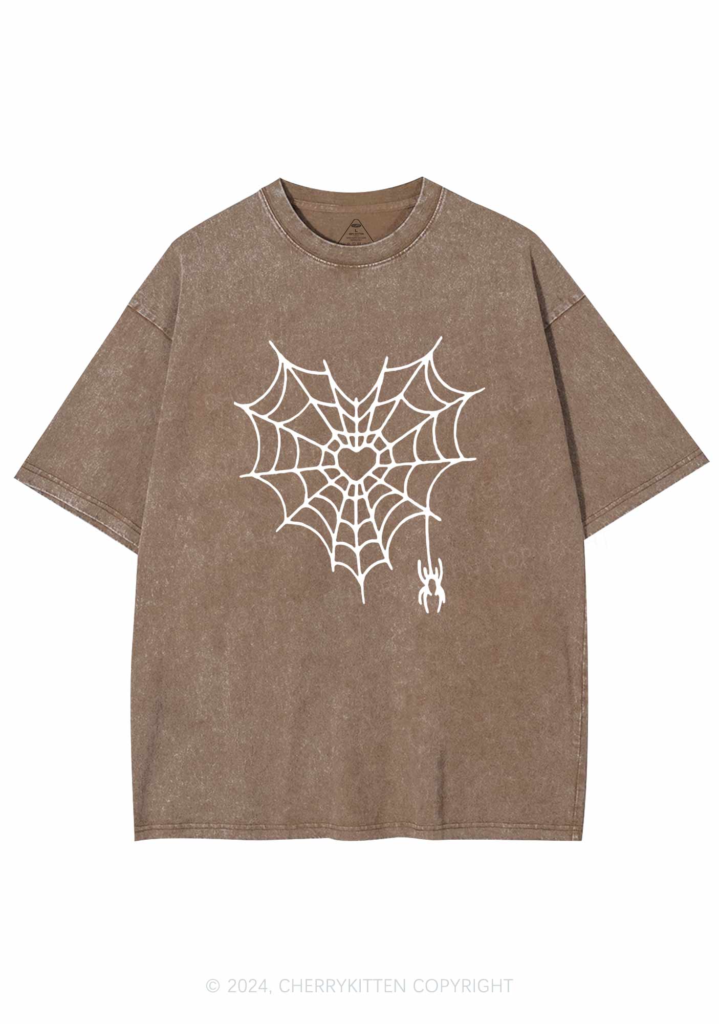 Heart Spider Web Y2K Valentine's Day Washed Tee Cherrykitten - Image 7