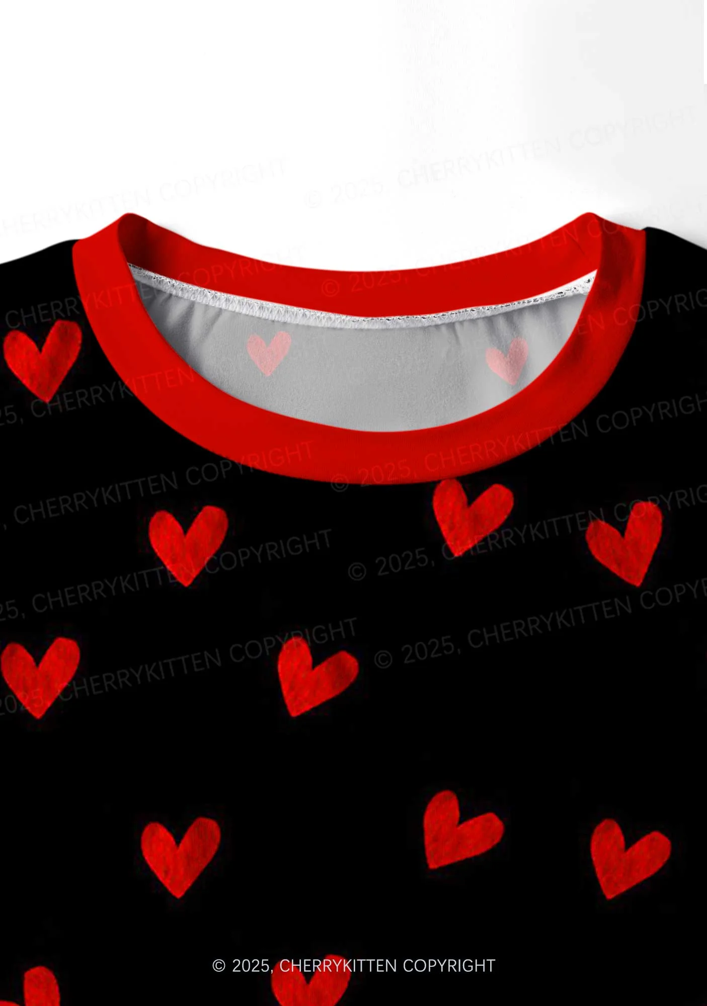 Hearts Fly Valentine's Day Y2K Print Long Sleeve Pajama Set Cherrykitten - Image 5