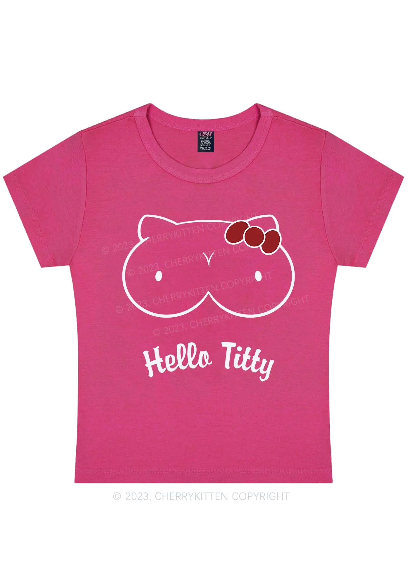 Hello Txtty Y2K Baby Tee Cherrykitten - Image 3