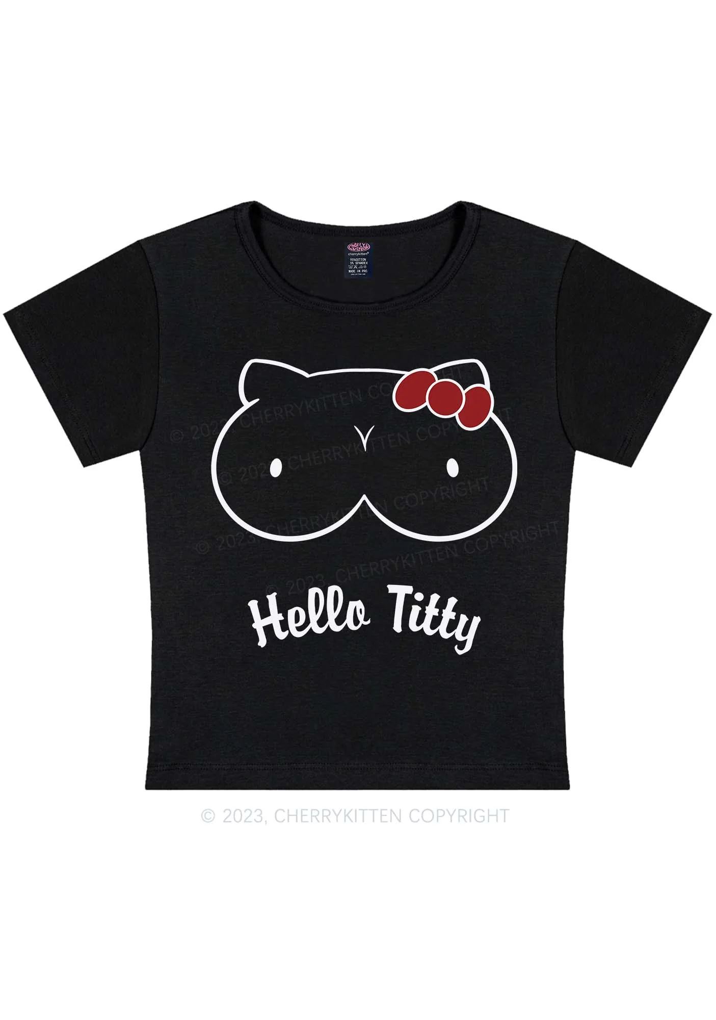 Hello Txtty Y2K Baby Tee Cherrykitten - Image 5