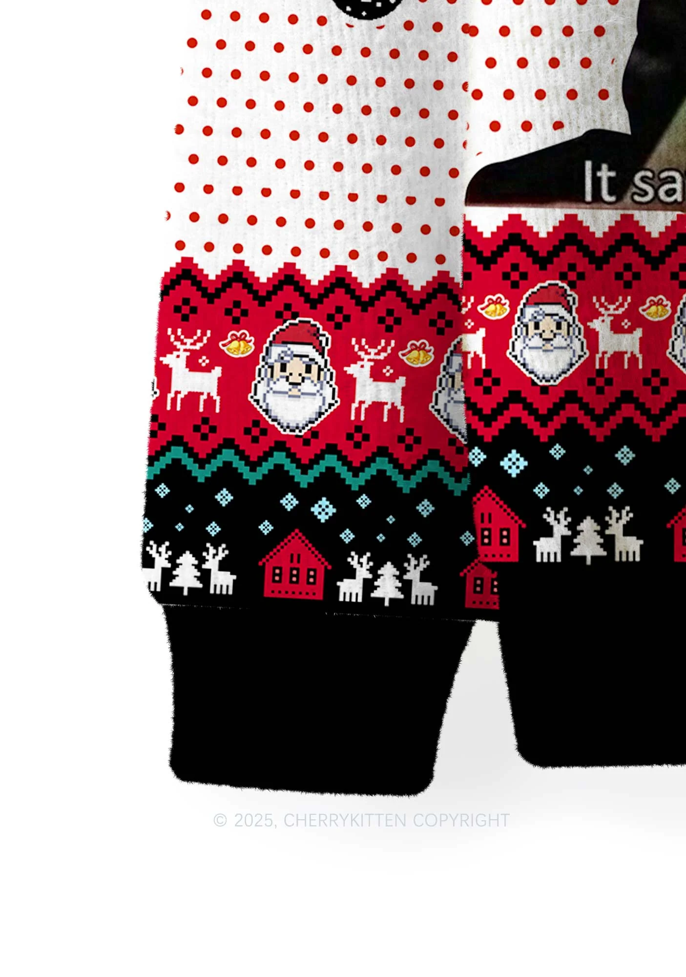 Here Youre A Bixxh Y2K Christmas Knit Sweatshirt Cherrykitten - Image 4