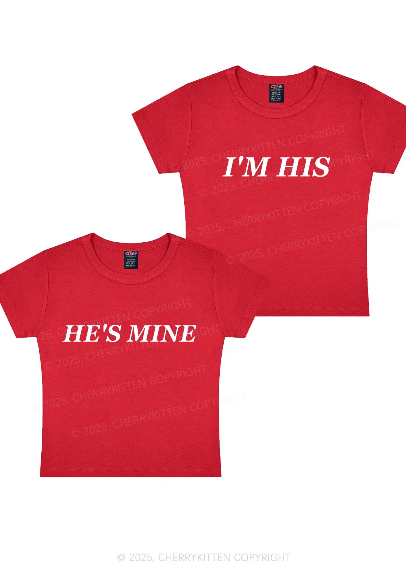 Hes Mine Im His Y2K Valentine's Day Baby Tee Cherrykitten - Image 5