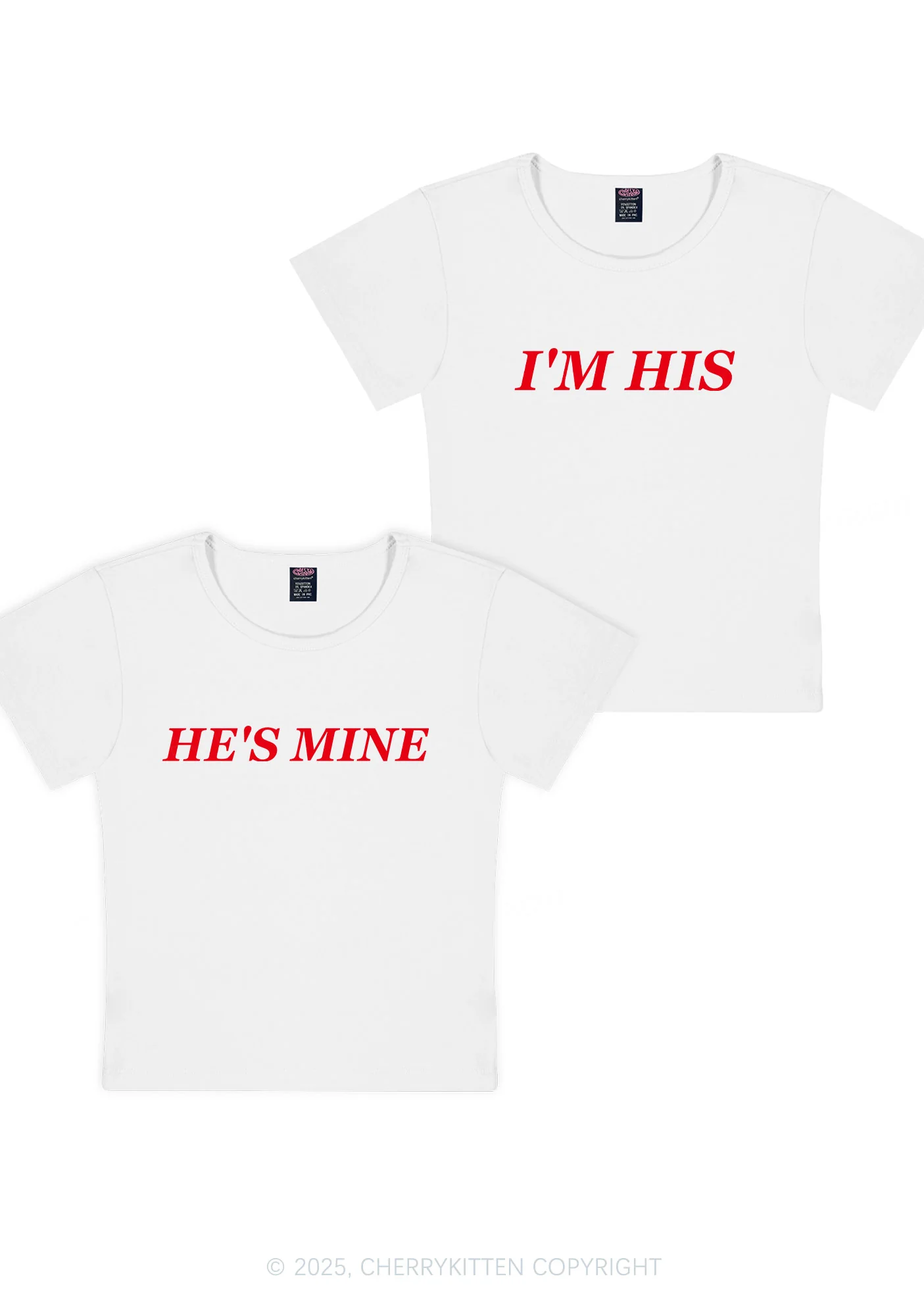 Hes Mine Im His Y2K Valentine's Day Baby Tee Cherrykitten - Image 6