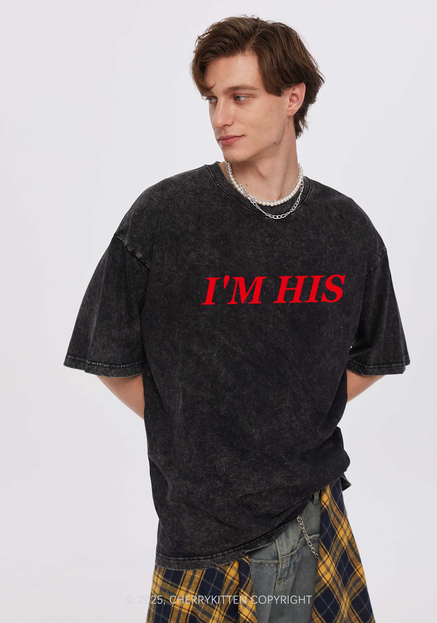 Hes Mine Im His Y2K Valentine's Day Couple Shirt Cherrykitten - Image 3
