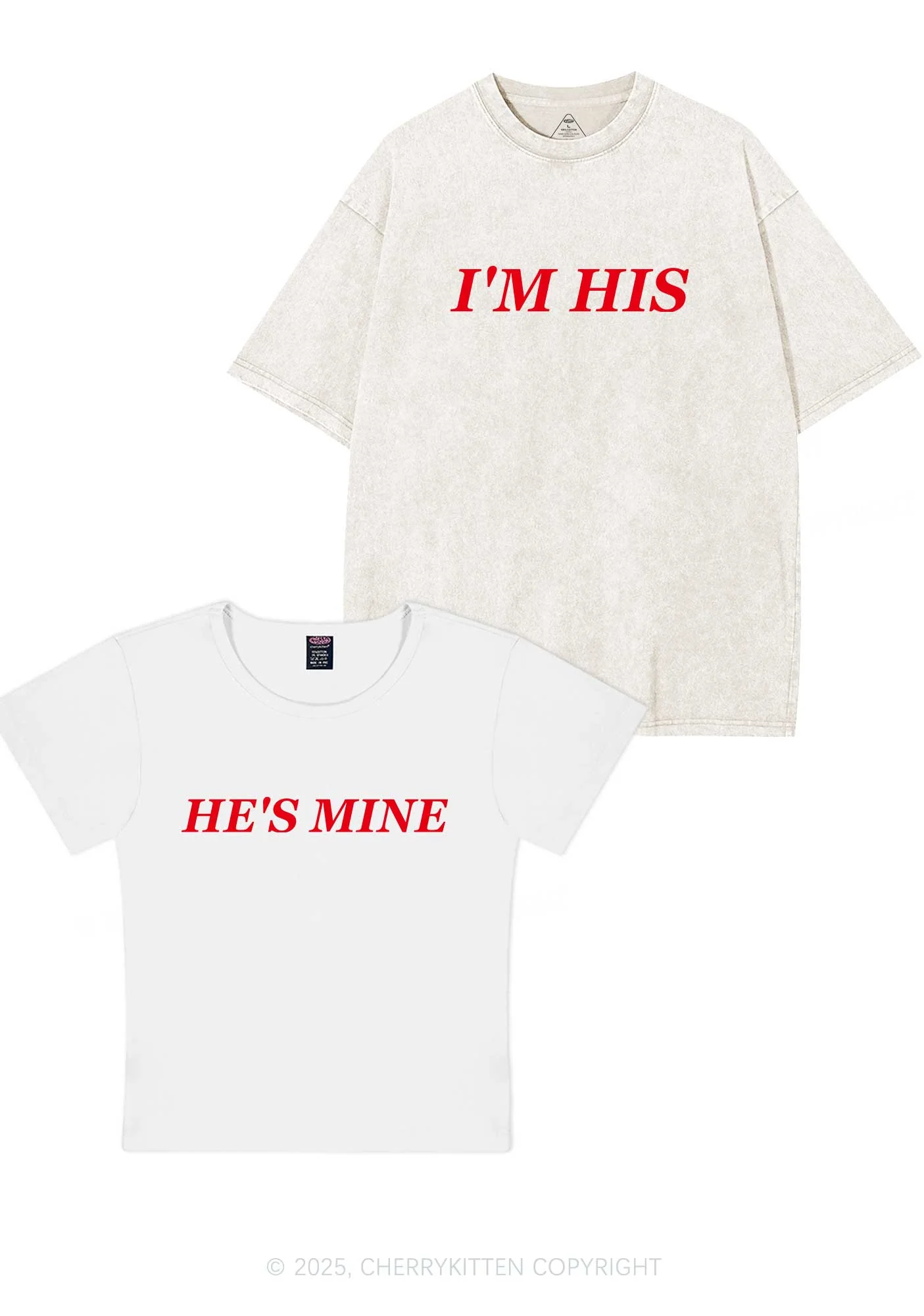 Hes Mine Im His Y2K Valentine's Day Couple Shirt Cherrykitten - Image 6