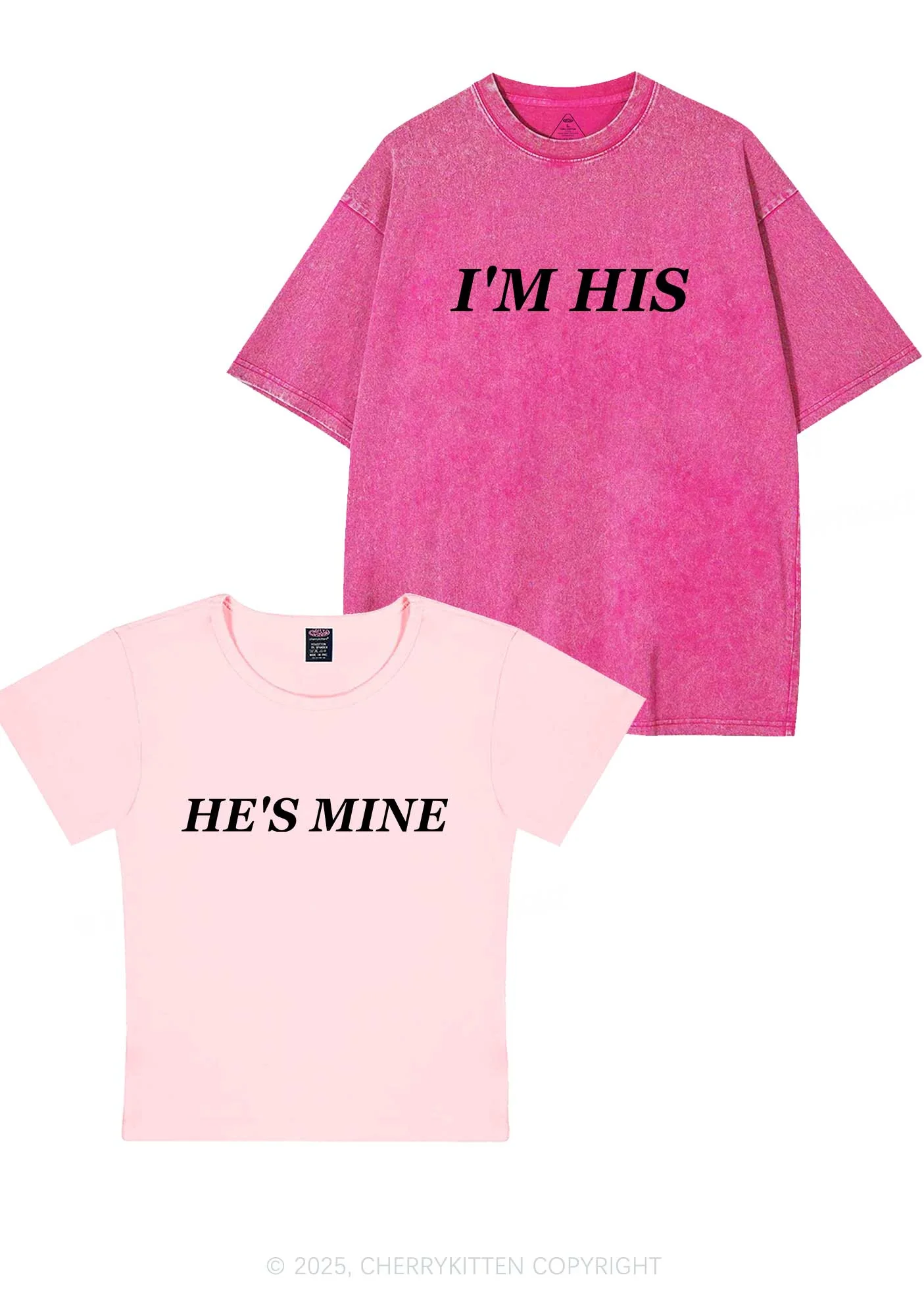 Hes Mine Im His Y2K Valentine's Day Couple Shirt Cherrykitten - Image 9