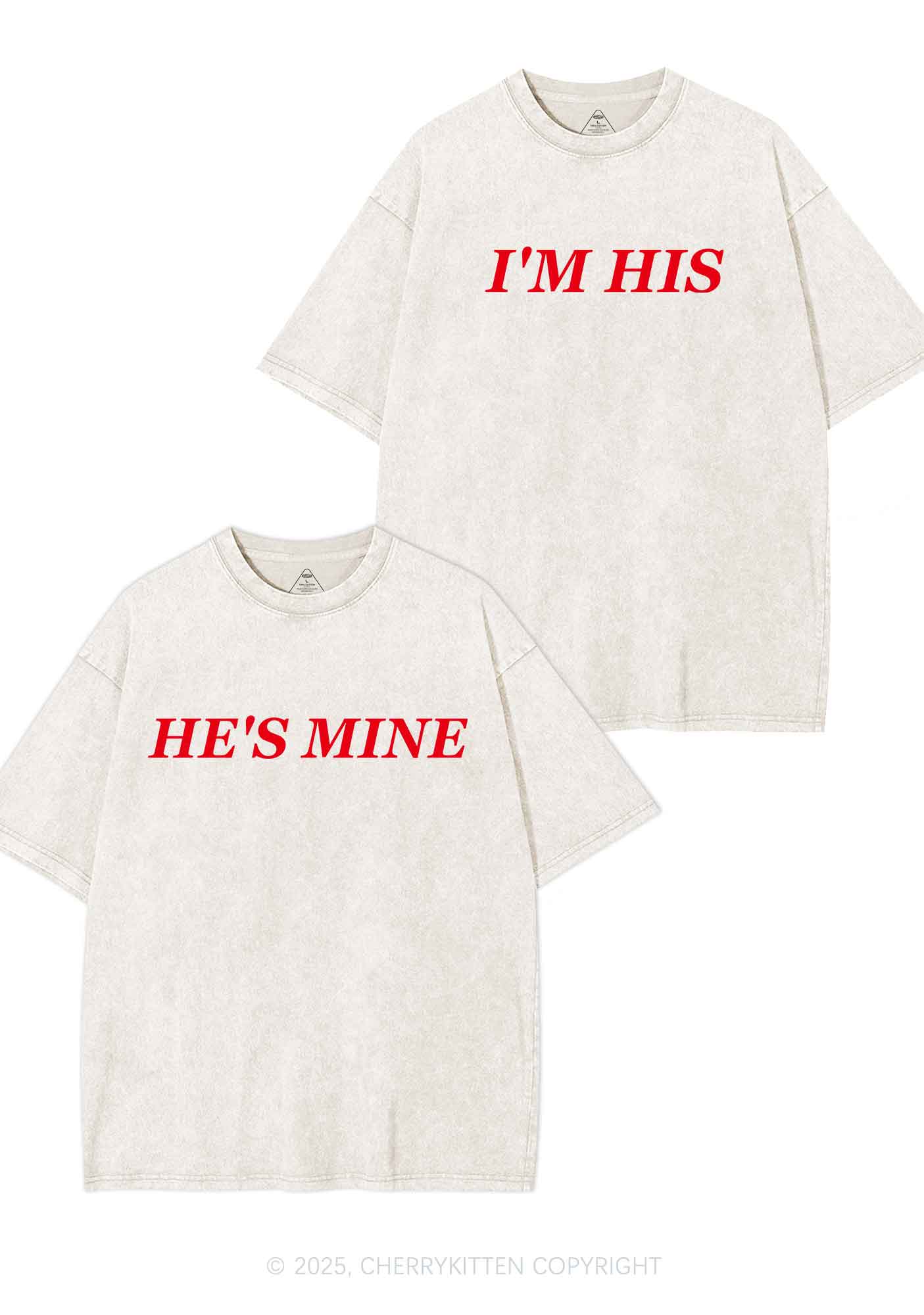 Hes Mine Im His Y2K Valentine's Day Washed Tee Cherrykitten - Image 4