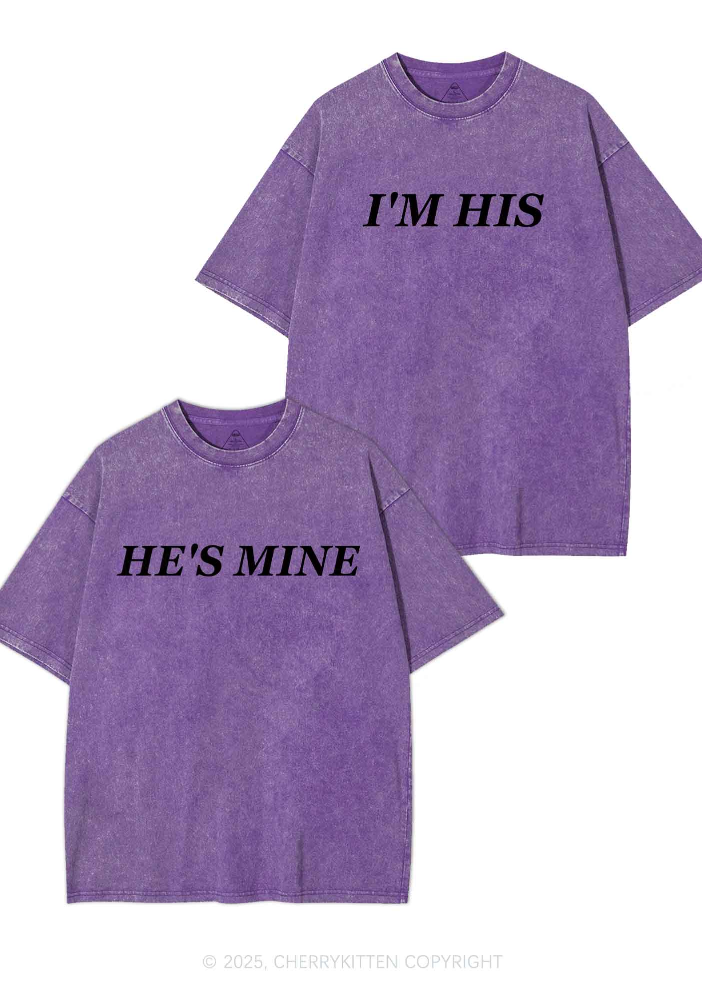 Hes Mine Im His Y2K Valentine's Day Washed Tee Cherrykitten - Image 6