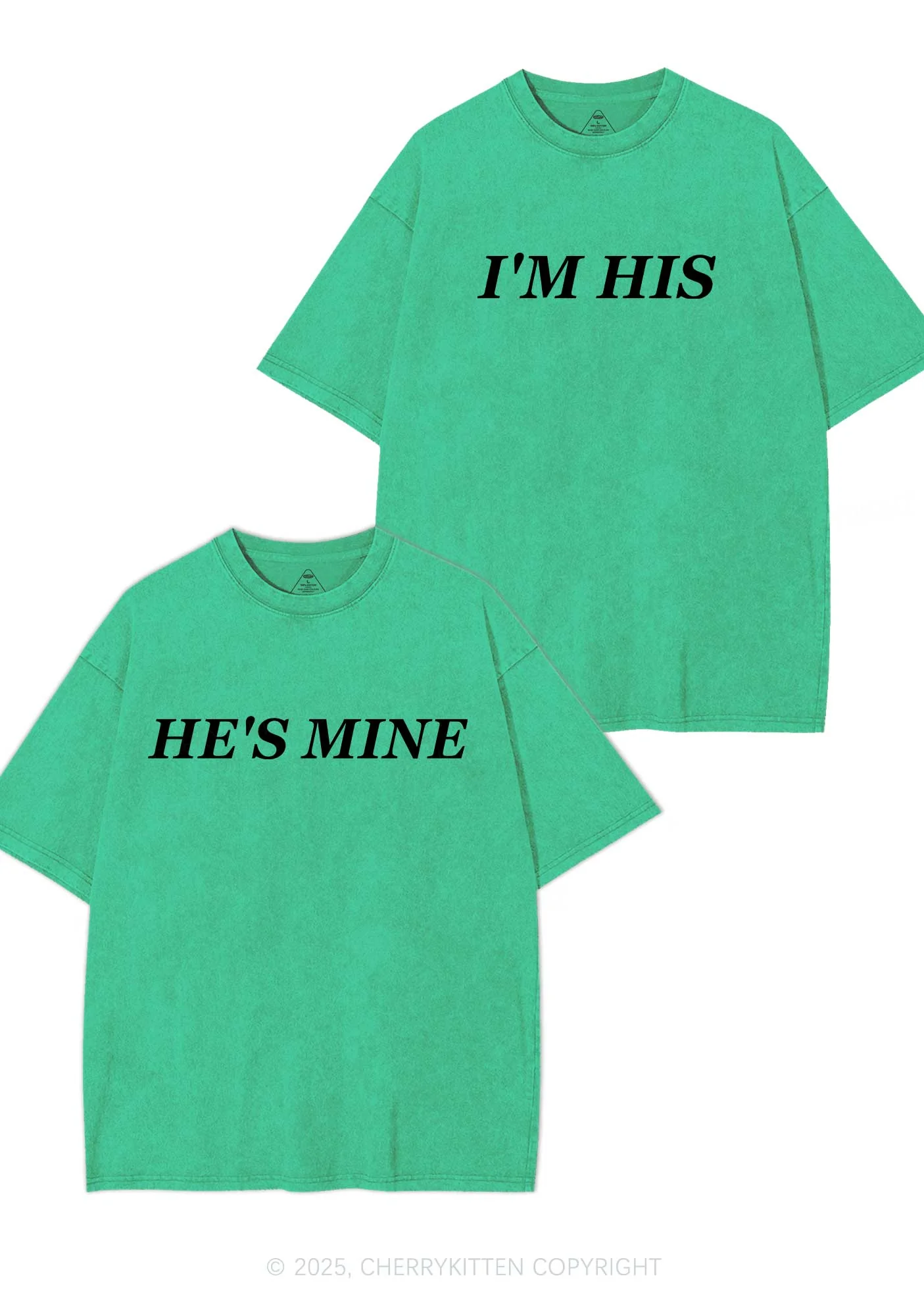 Hes Mine Im His Y2K Valentine's Day Washed Tee Cherrykitten - Image 7