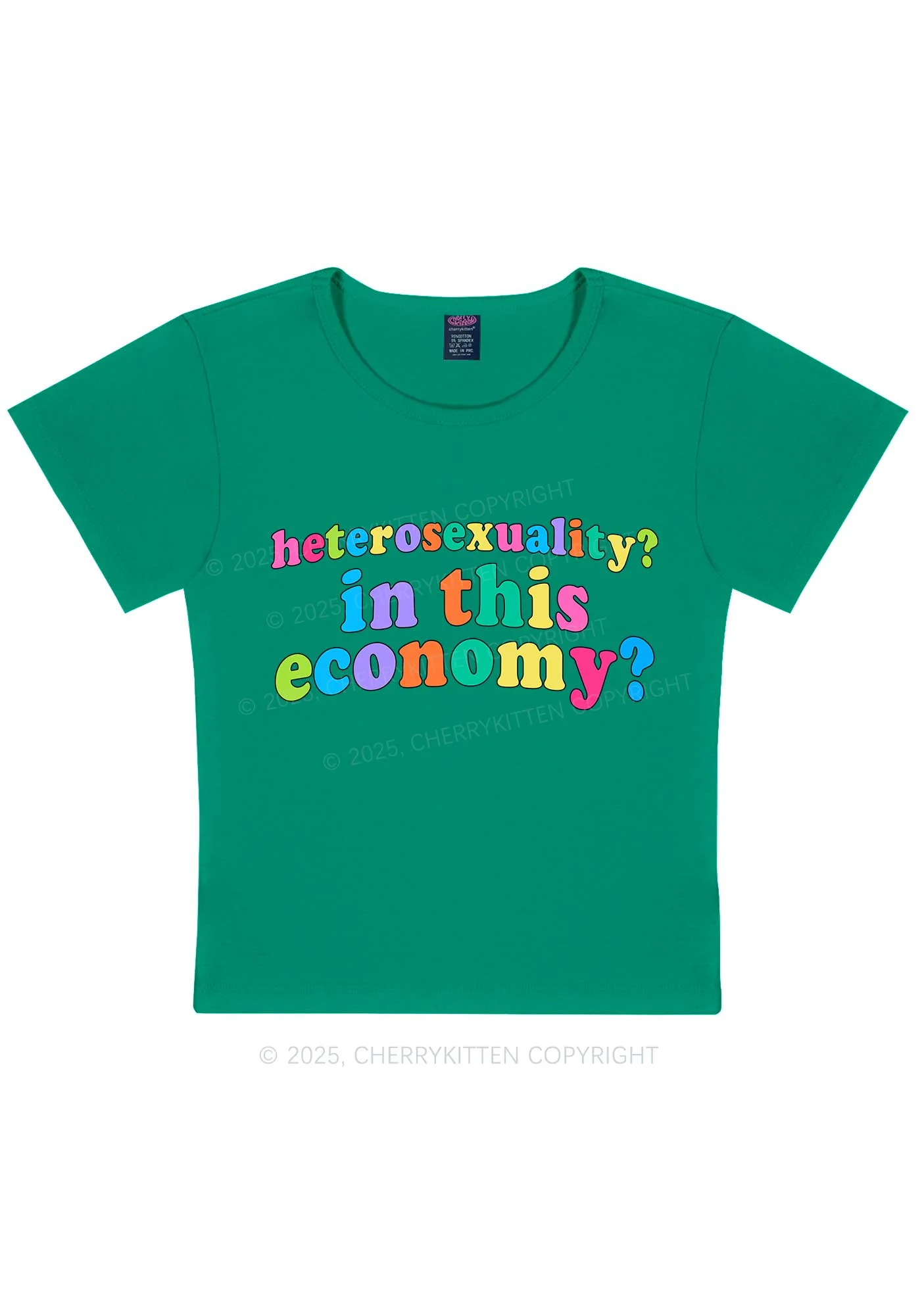 Heterosexuality In This Economy Pride Y2K Baby Tee Cherrykitten - Image 13