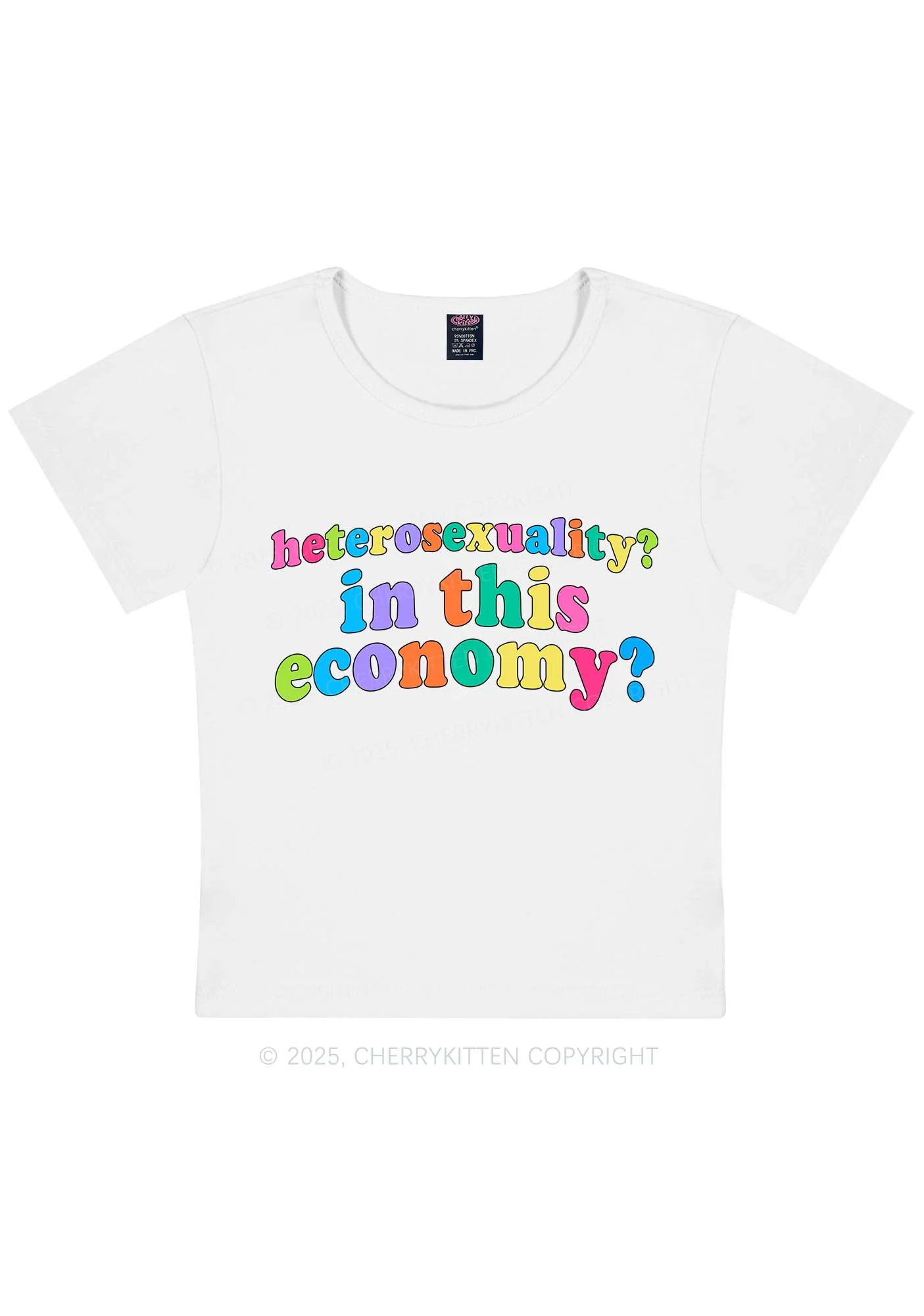 Heterosexuality In This Economy Pride Y2K Baby Tee Cherrykitten - Image 4