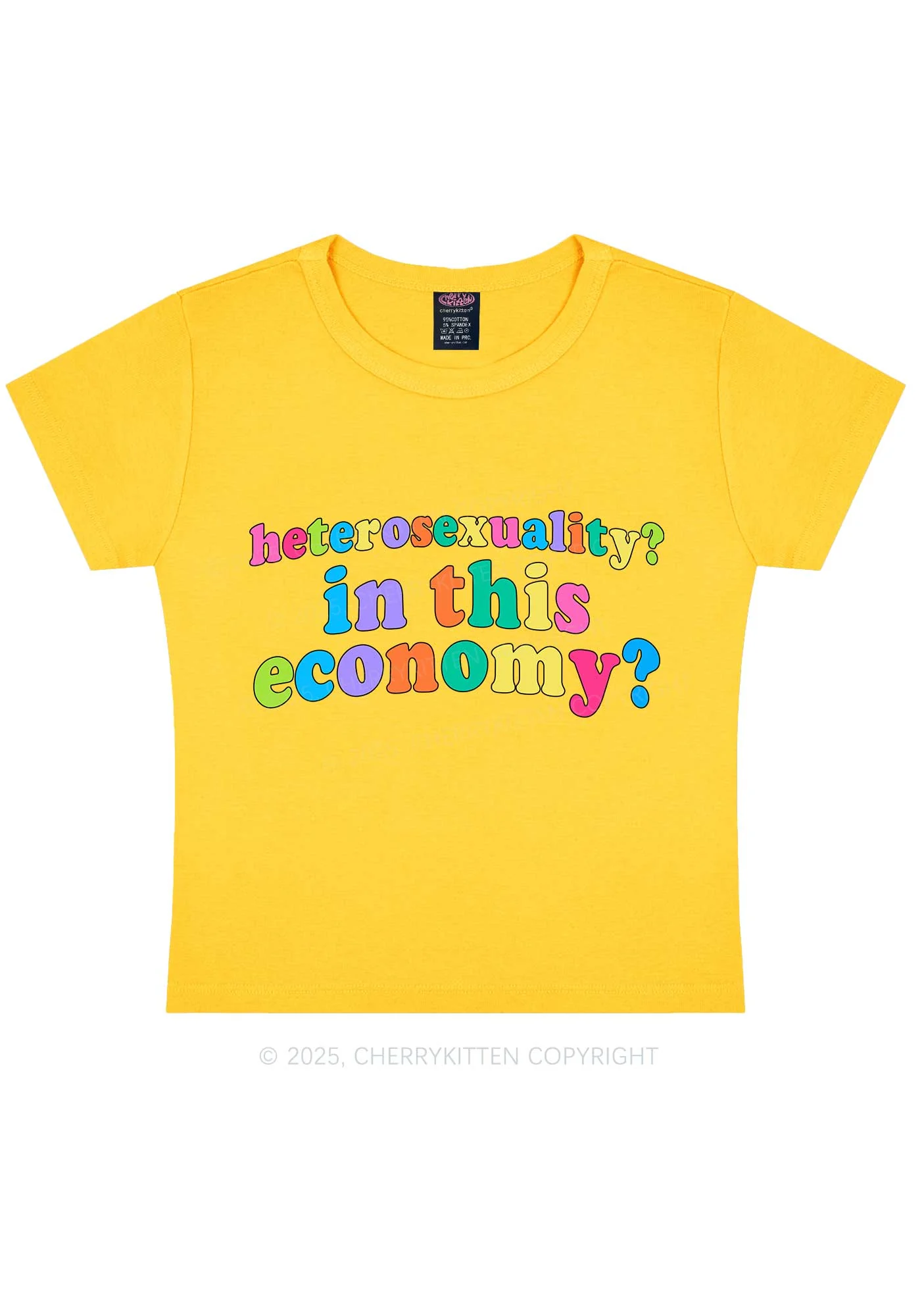 Heterosexuality In This Economy Pride Y2K Baby Tee Cherrykitten - Image 7