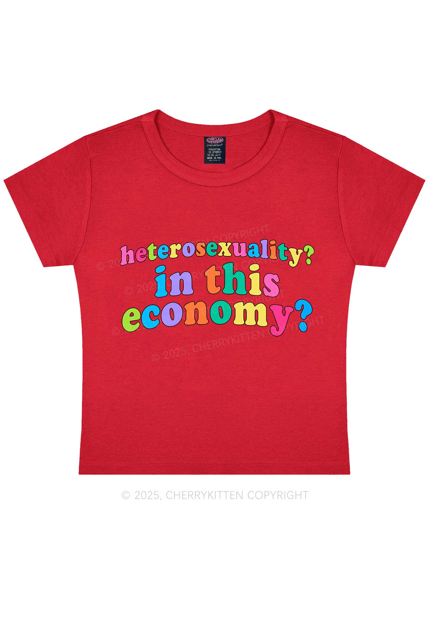 Heterosexuality In This Economy Pride Y2K Baby Tee Cherrykitten - Image 8