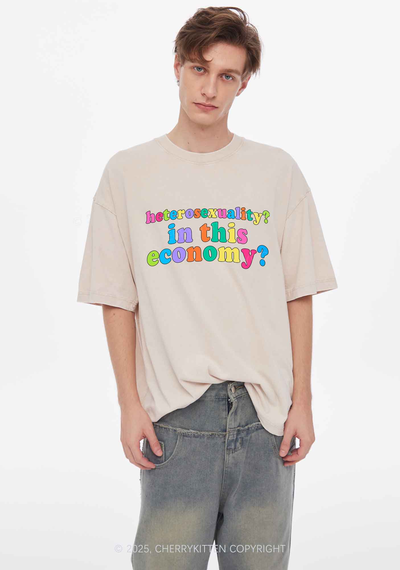 Heterosexuality In This Economy Pride Y2K Shirts Washed Tee Cherrykitten - Image 2