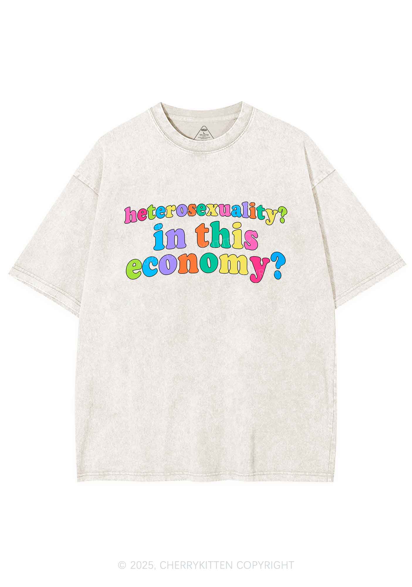 Heterosexuality In This Economy Pride Y2K Shirts Washed Tee Cherrykitten - Image 3
