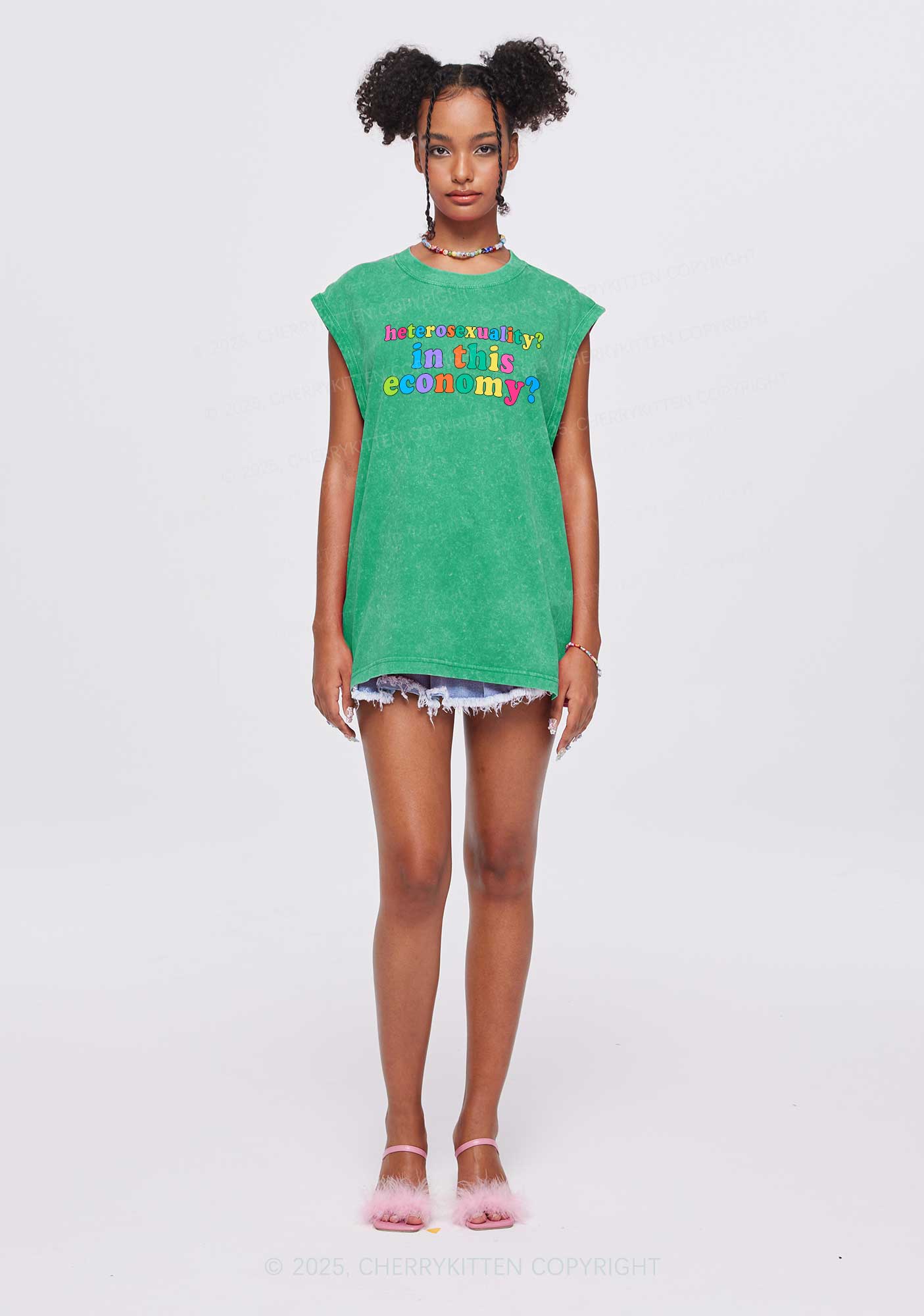 Heterosexuality In This Economy Pride Y2K Washed Muscle Tank Cherrykitten - Image 2