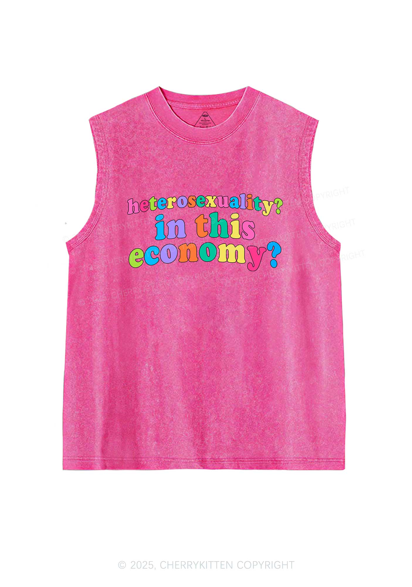 Heterosexuality In This Economy Pride Y2K Washed Muscle Tank Cherrykitten - Image 3