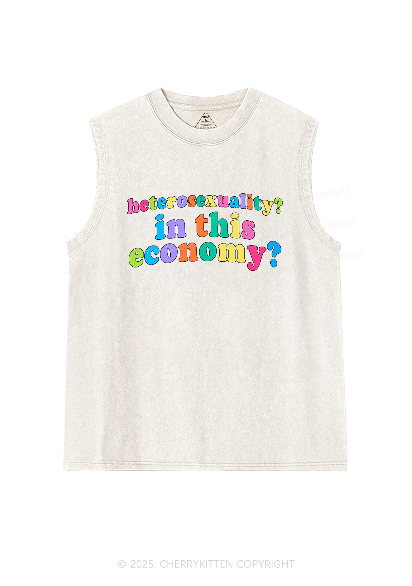 Heterosexuality In This Economy Pride Y2K Washed Muscle Tank Cherrykitten - Image 4