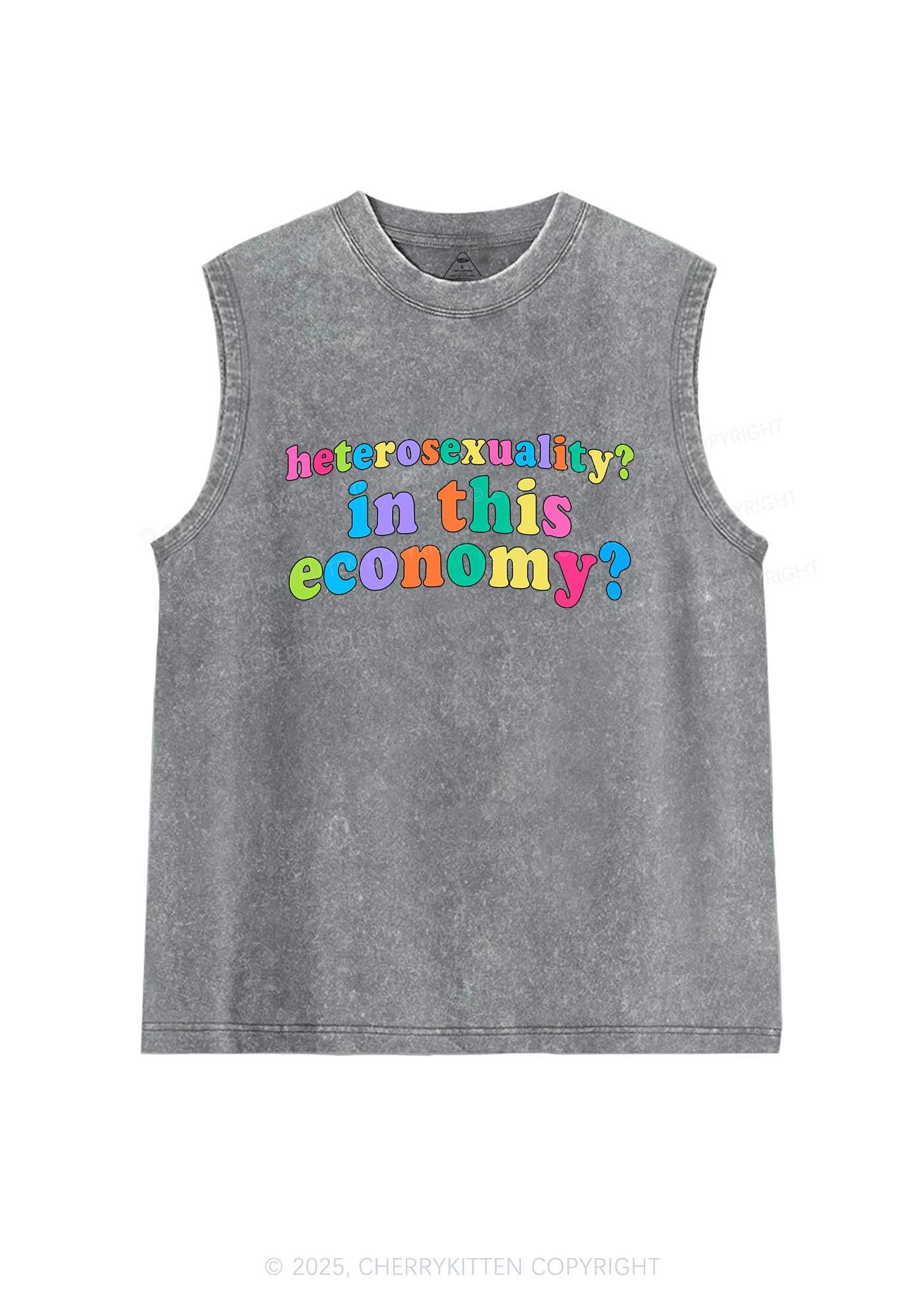 Heterosexuality In This Economy Pride Y2K Washed Muscle Tank Cherrykitten - Image 5