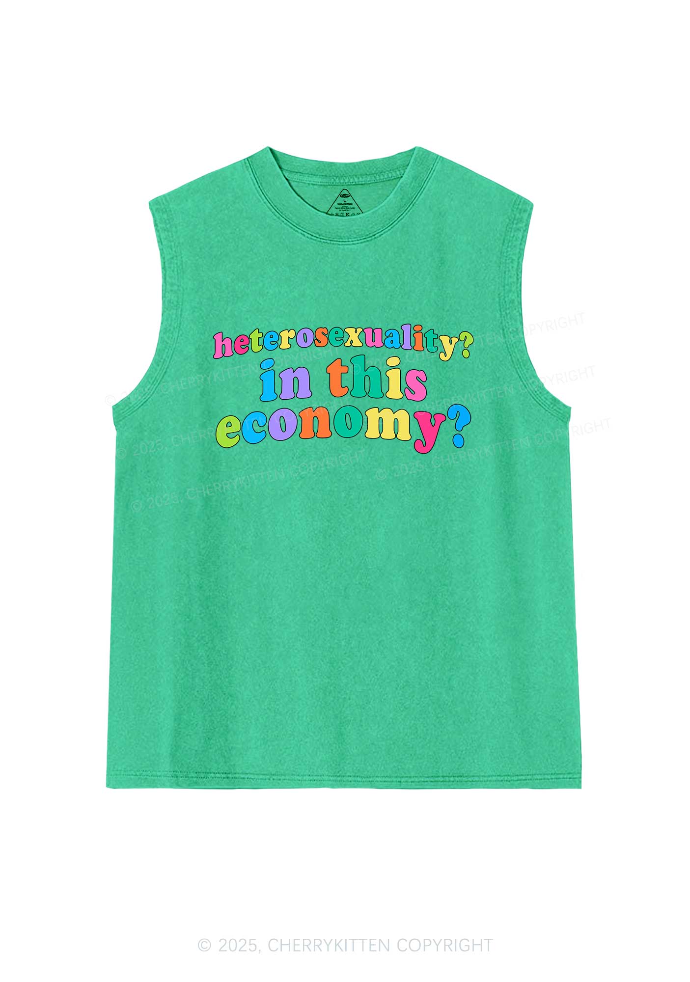 Heterosexuality In This Economy Pride Y2K Washed Muscle Tank Cherrykitten - Image 7