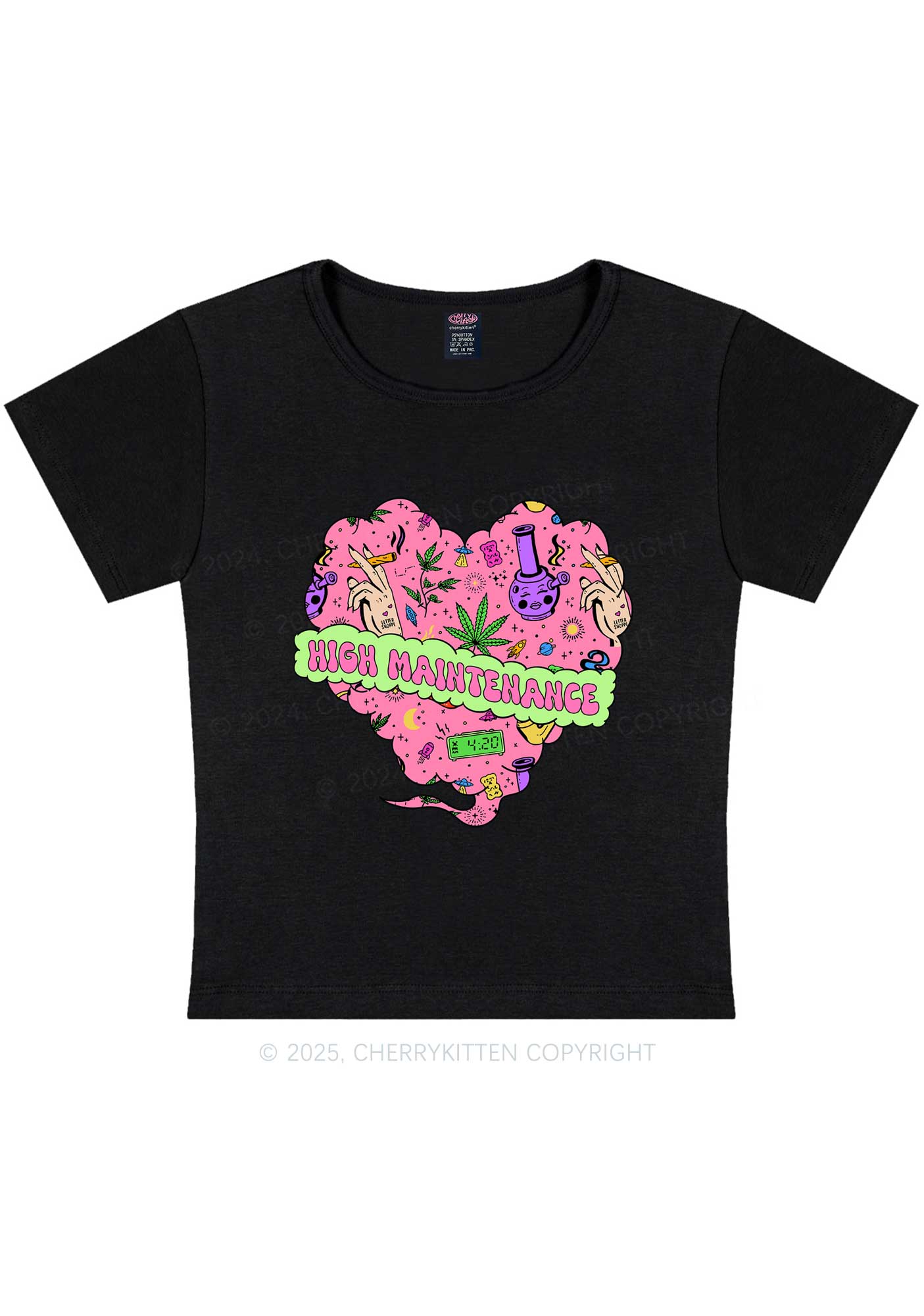 High Maintenance Heart Y2K Baby Tee Cherrykitten - Image 3