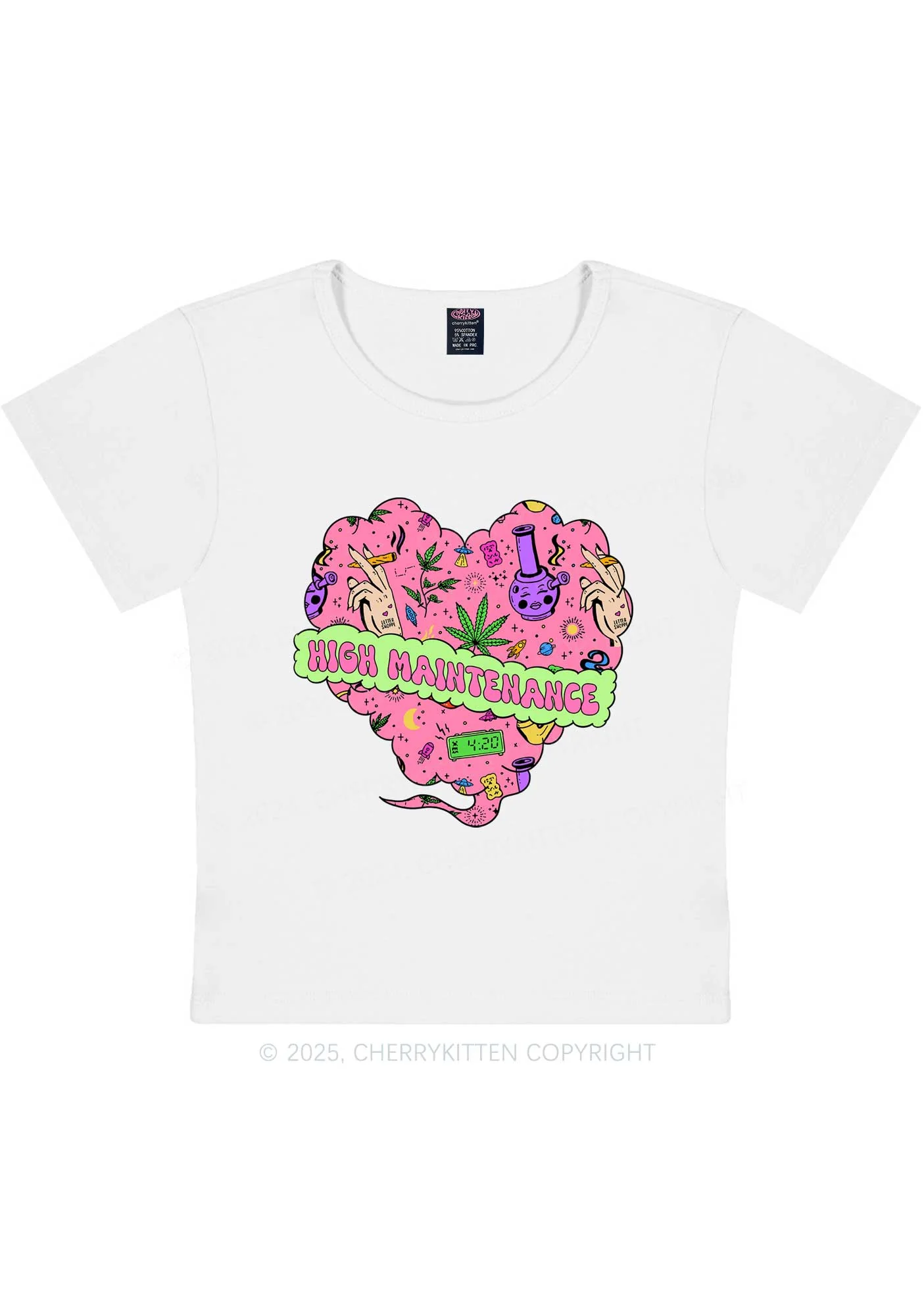 High Maintenance Heart Y2K Baby Tee Cherrykitten - Image 4