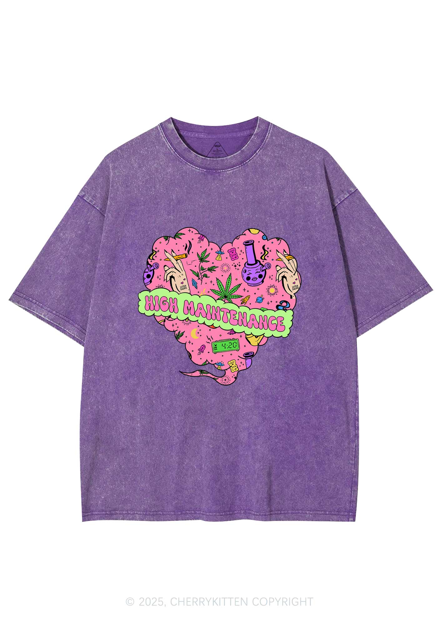 High Maintenance Heart Y2K Washed Tee Cherrykitten - Image 4