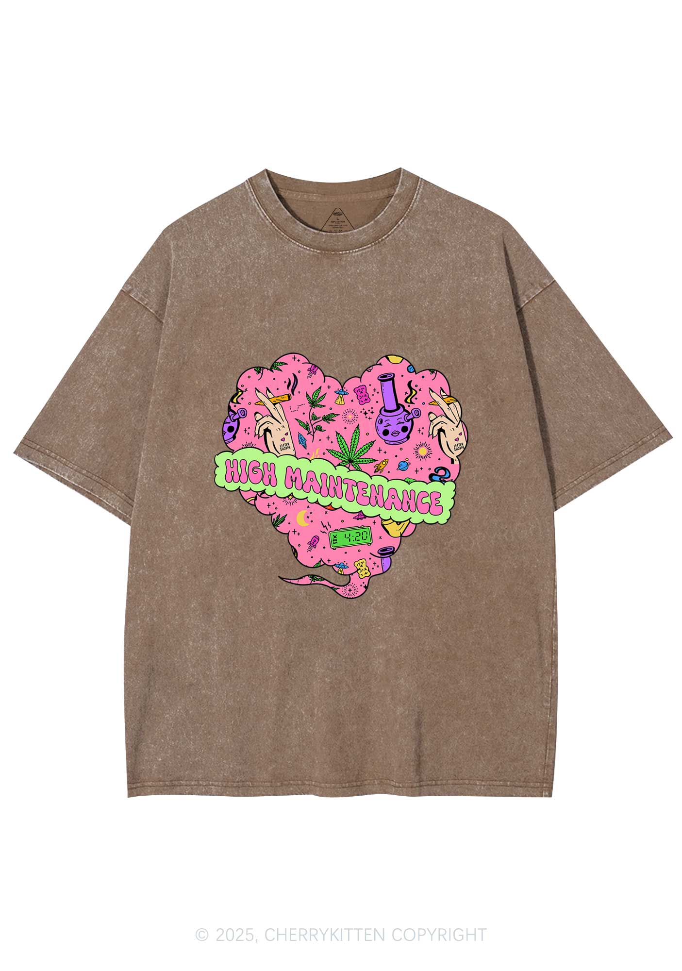 High Maintenance Heart Y2K Washed Tee Cherrykitten - Image 8