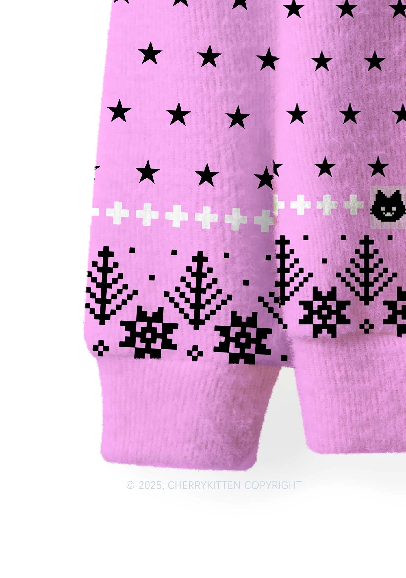 High Priestess Cat Y2K Christmas Knit Sweatshirt Cherrykitten - Image 4