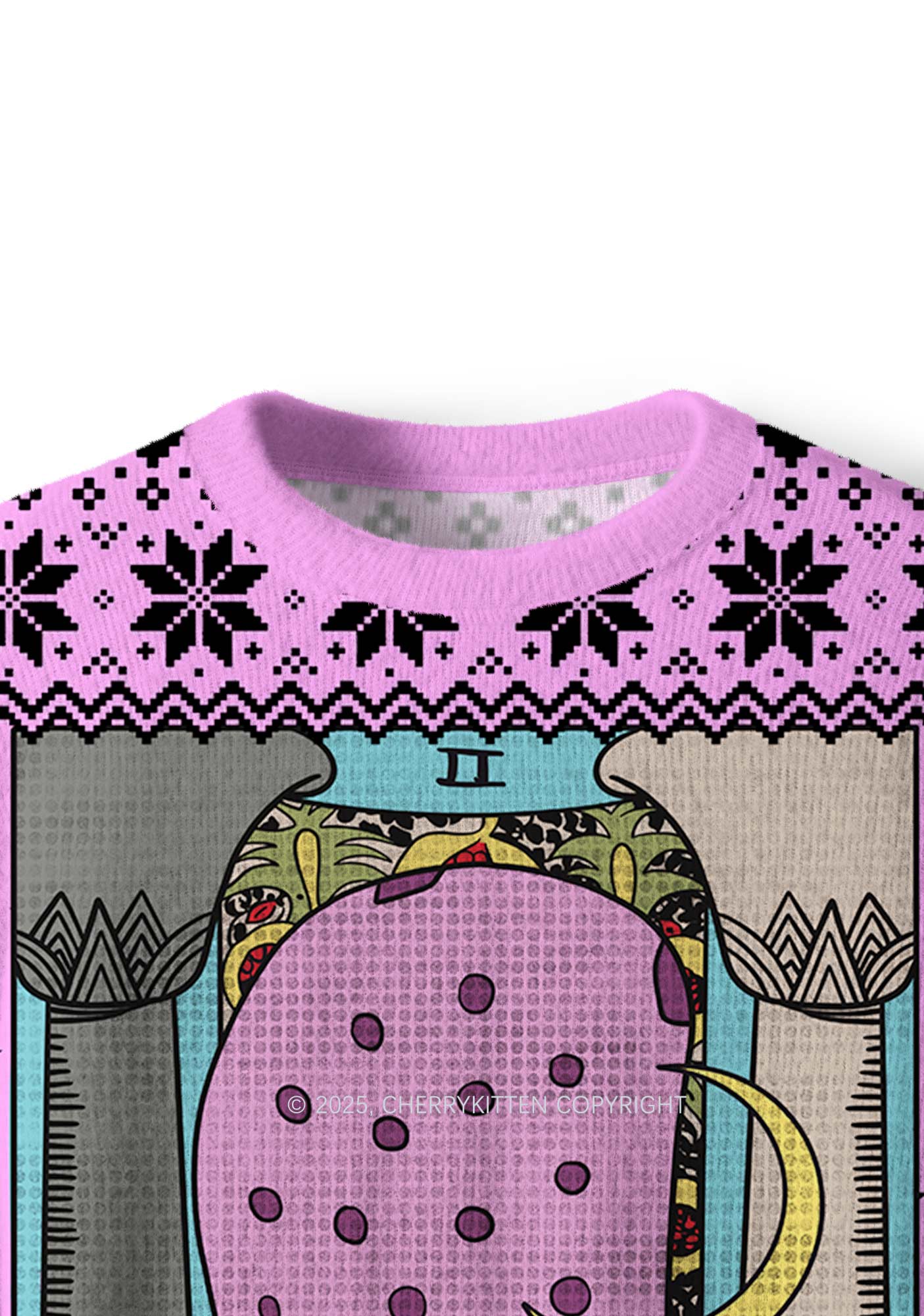 High Priestess Cat Y2K Christmas Knit Sweatshirt Cherrykitten - Image 5