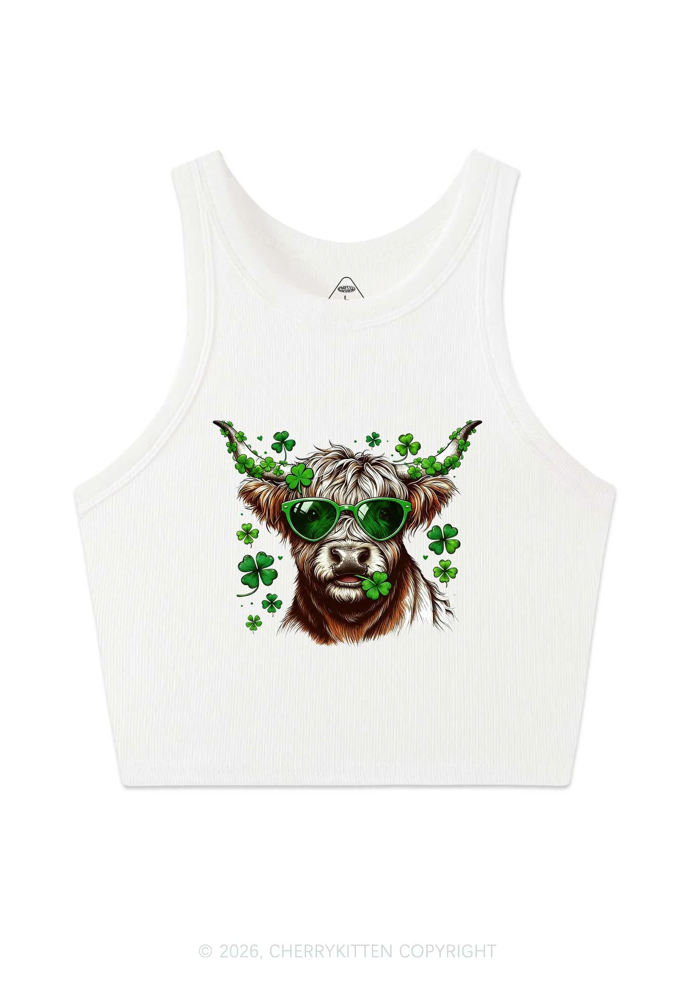 Highland Cow St Patricks Y2K Crop Tank Top Cherrykitten - Image 4