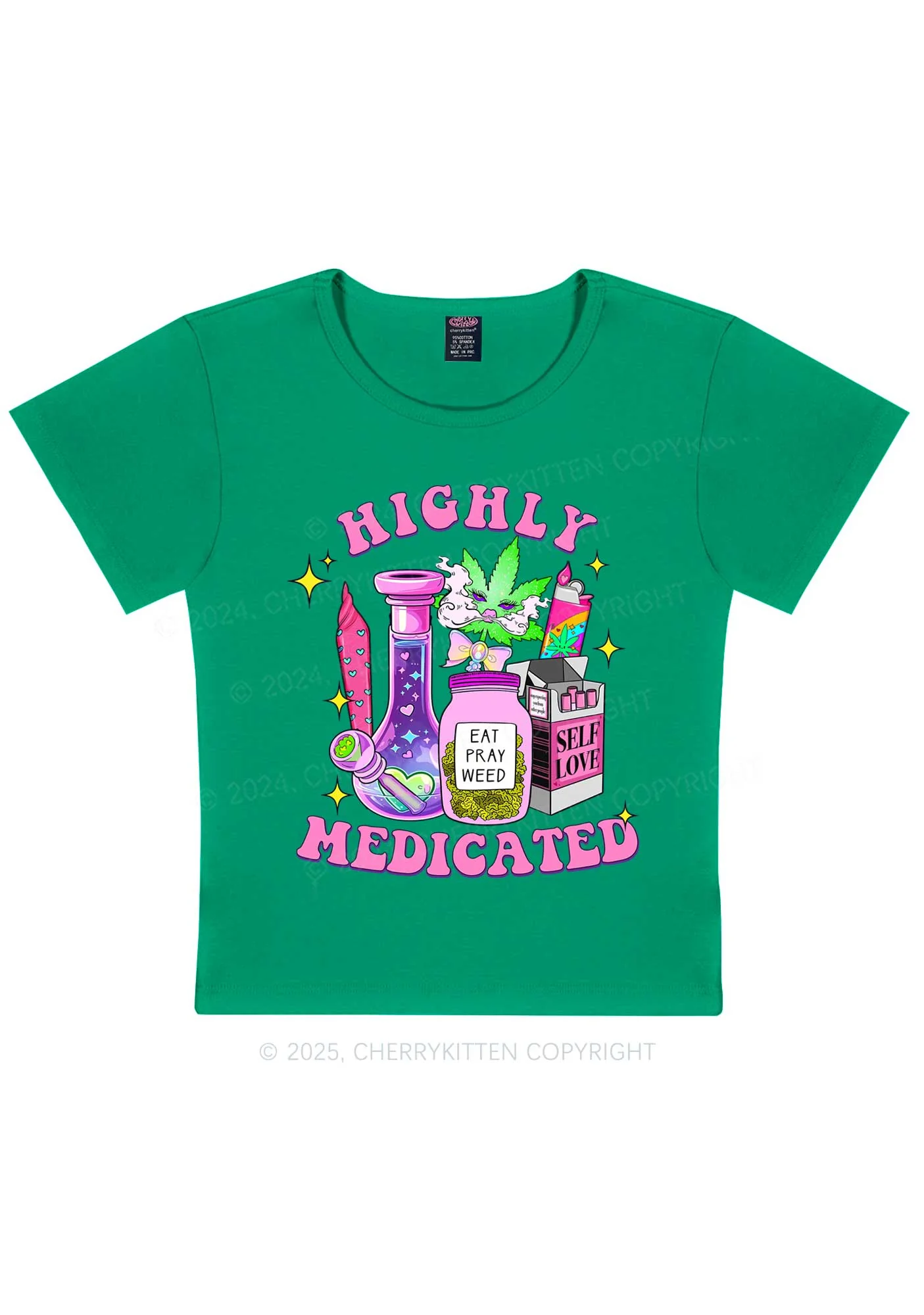 Highly Medicated Y2K Baby Tee Cherrykitten - Image 11