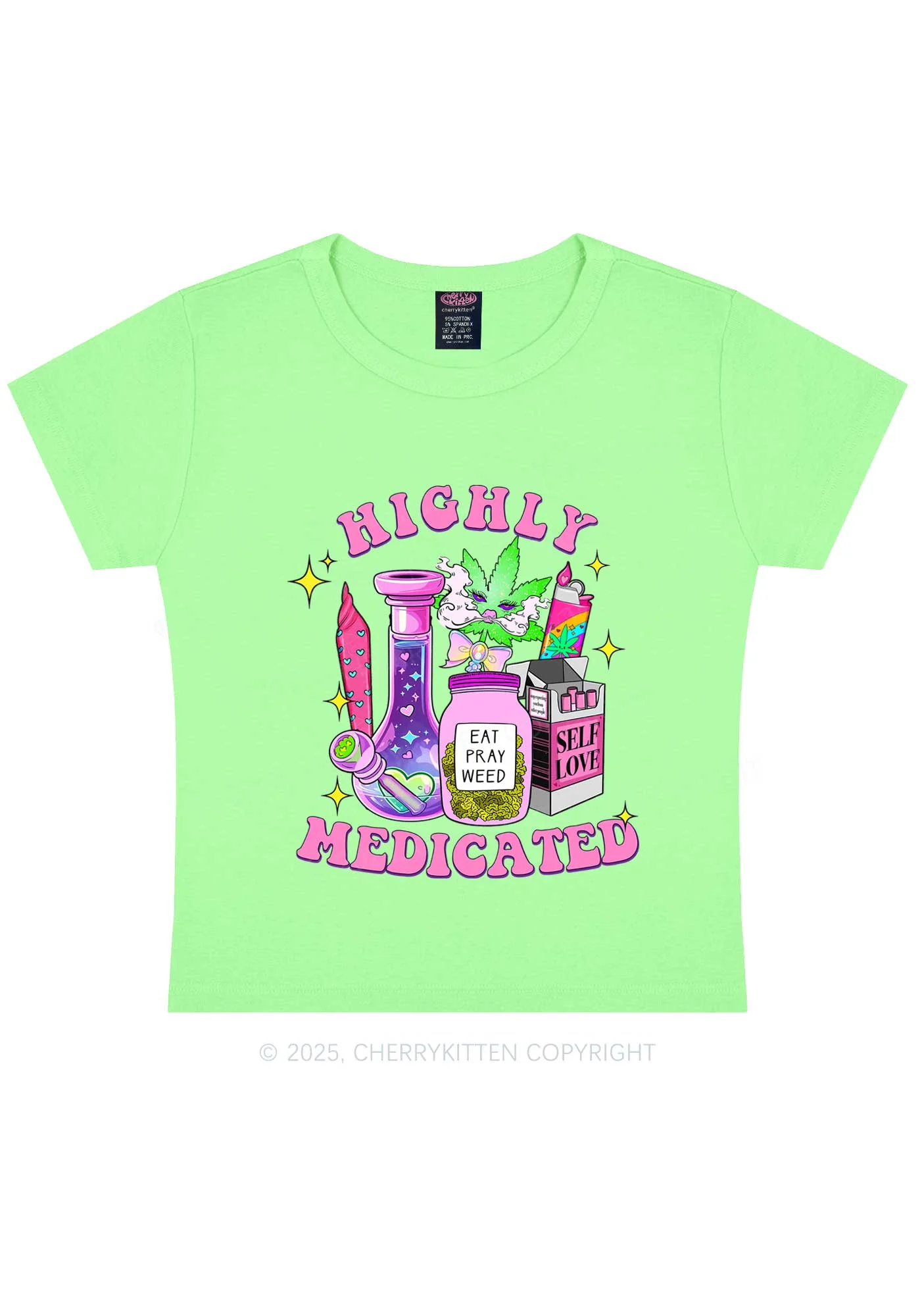 Highly Medicated Y2K Baby Tee Cherrykitten - Image 12