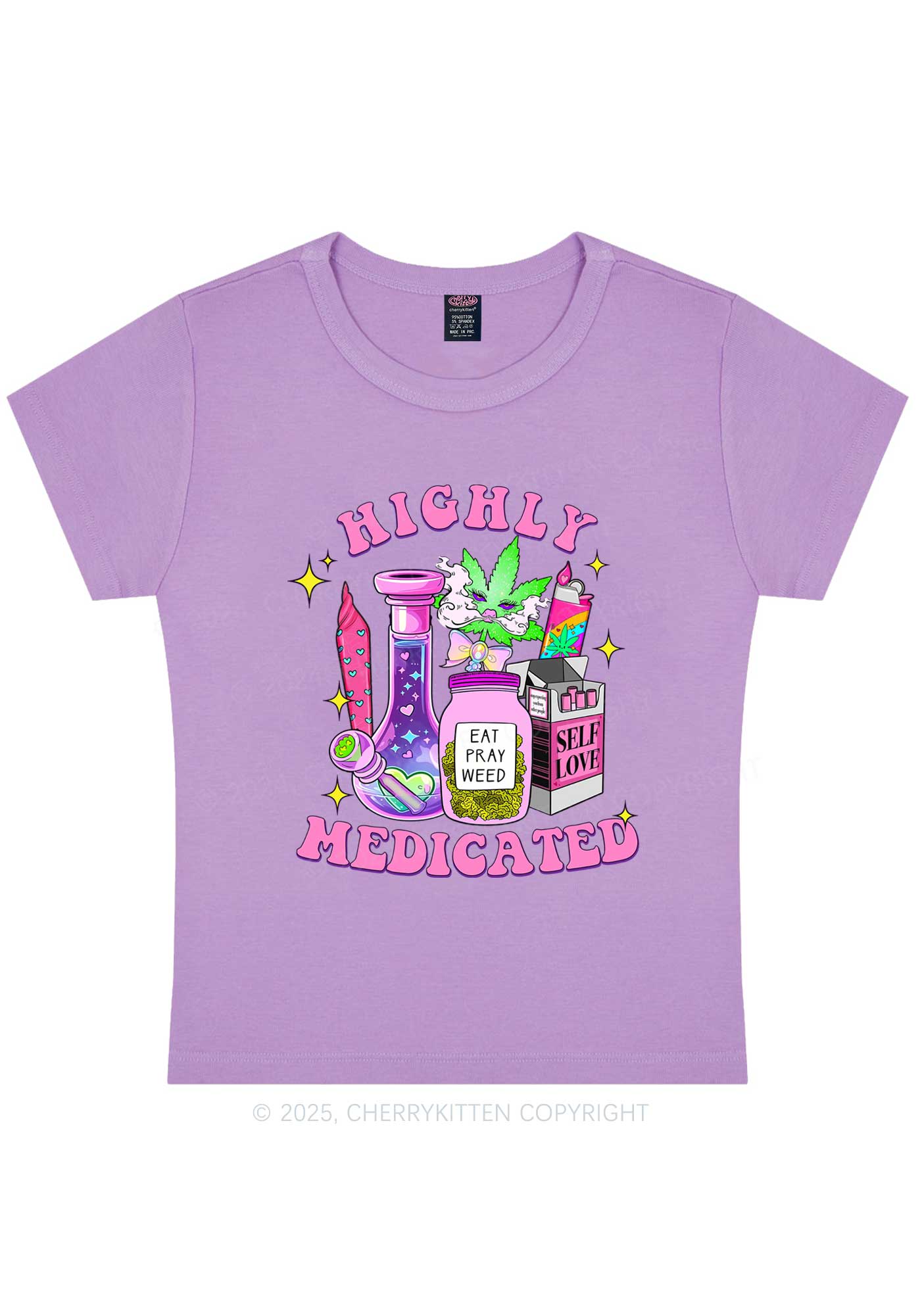 Highly Medicated Y2K Baby Tee Cherrykitten - Image 5