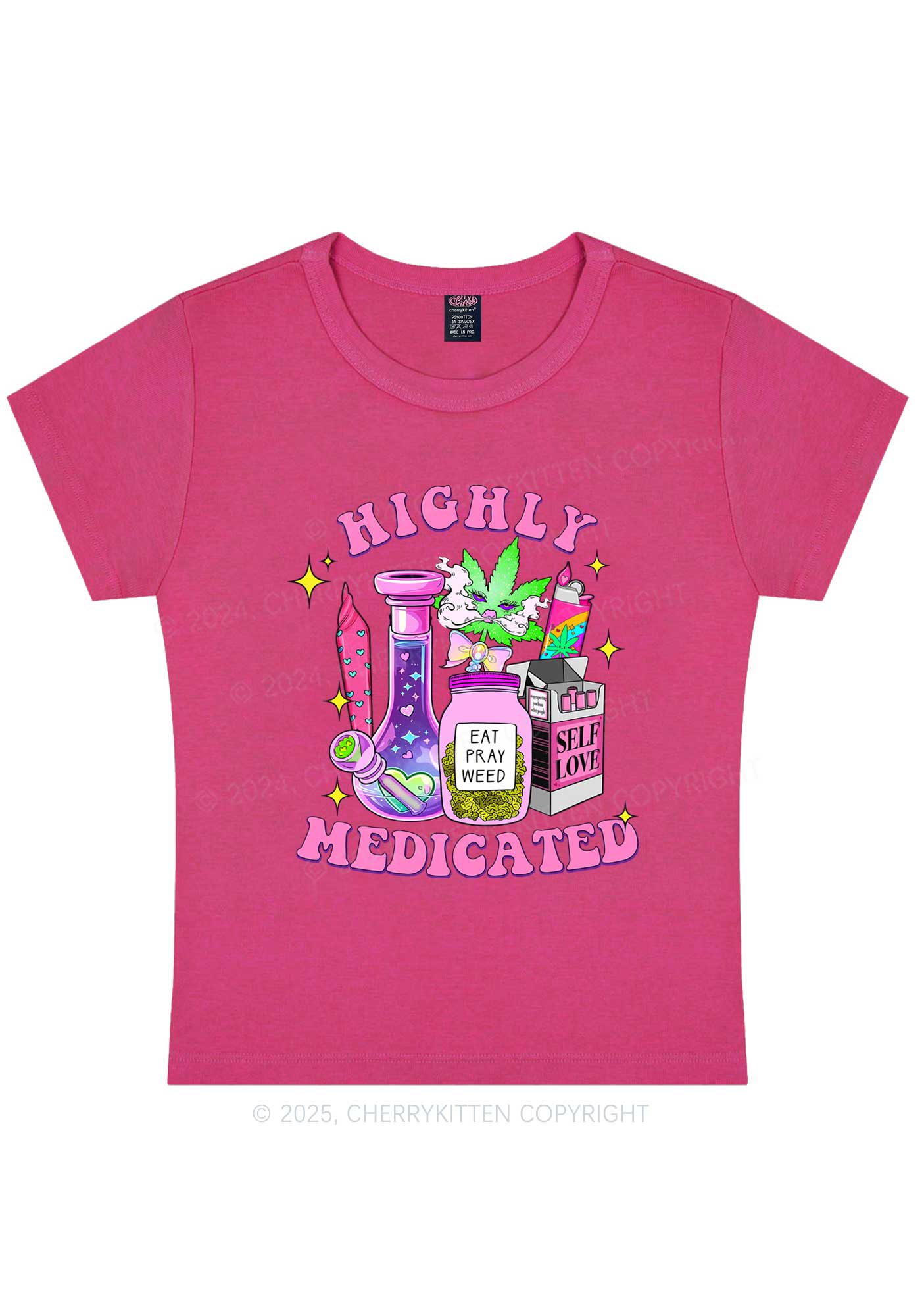 Highly Medicated Y2K Baby Tee Cherrykitten - Image 6