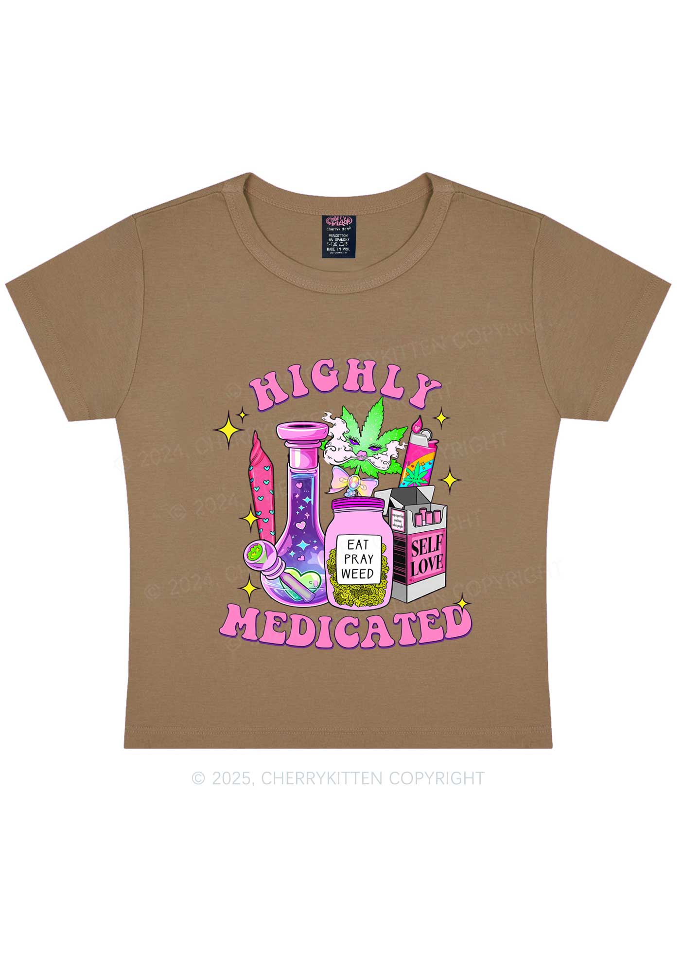 Highly Medicated Y2K Baby Tee Cherrykitten - Image 8