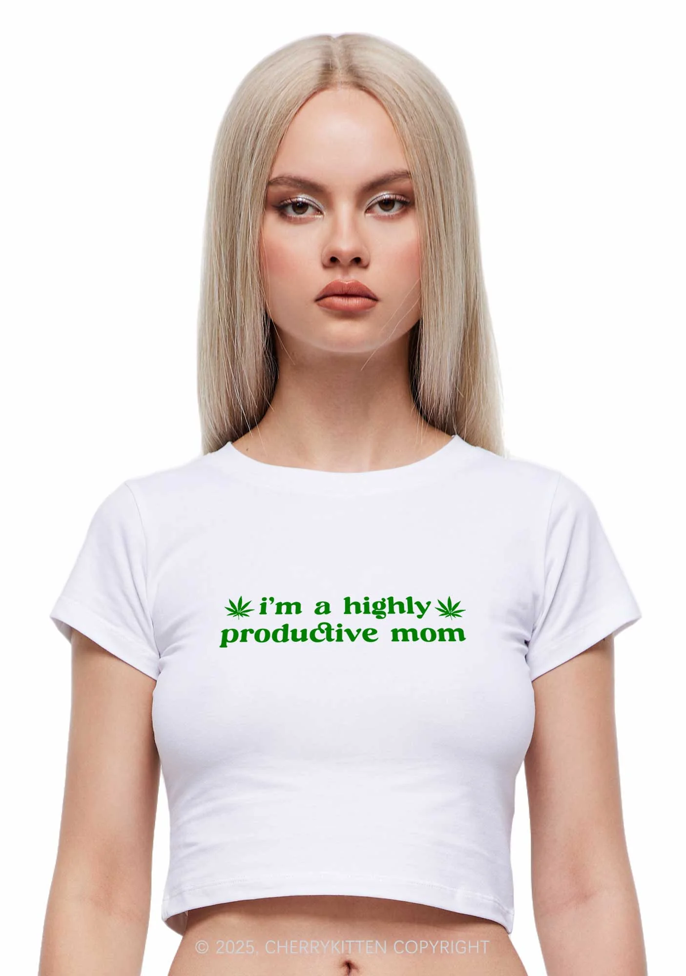 Highly Productive Mom Y2K Baby Tee Cherrykitten - Image 3