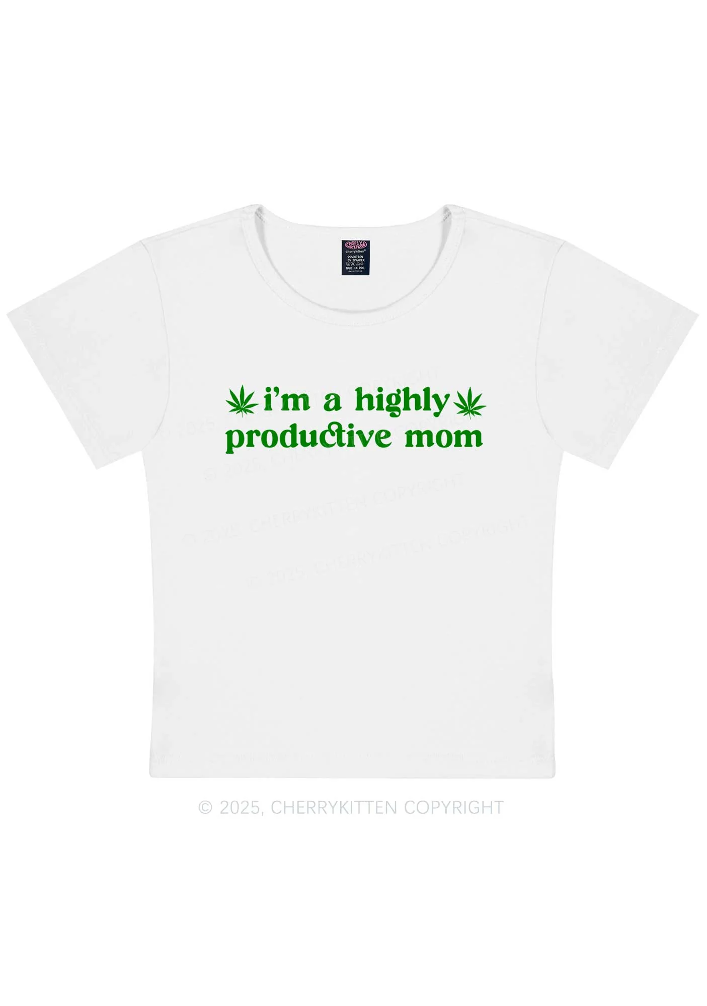 Highly Productive Mom Y2K Baby Tee Cherrykitten - Image 5