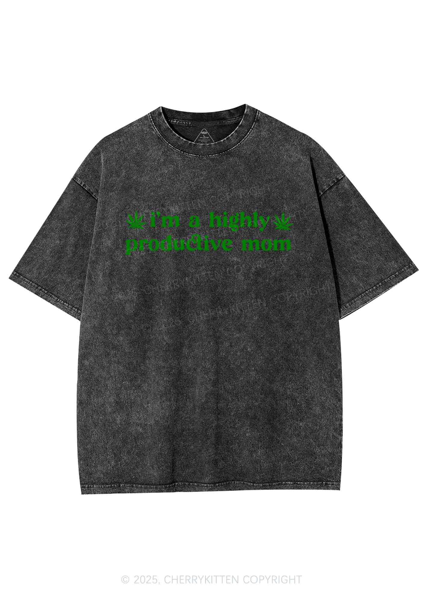 Highly Productive Mom Y2K Washed Tee Cherrykitten - Image 4