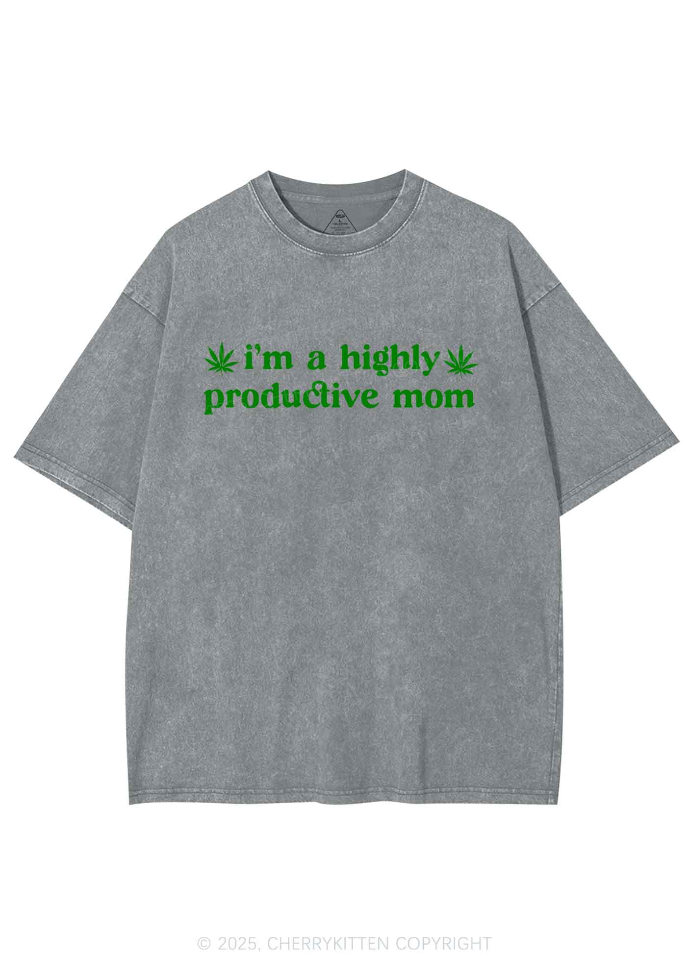 Highly Productive Mom Y2K Washed Tee Cherrykitten - Image 8