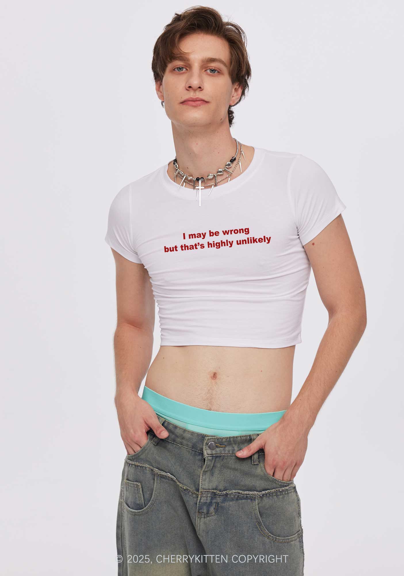 Highly Unlikely Y2K Baby Tee Cherrykitten - Image 3