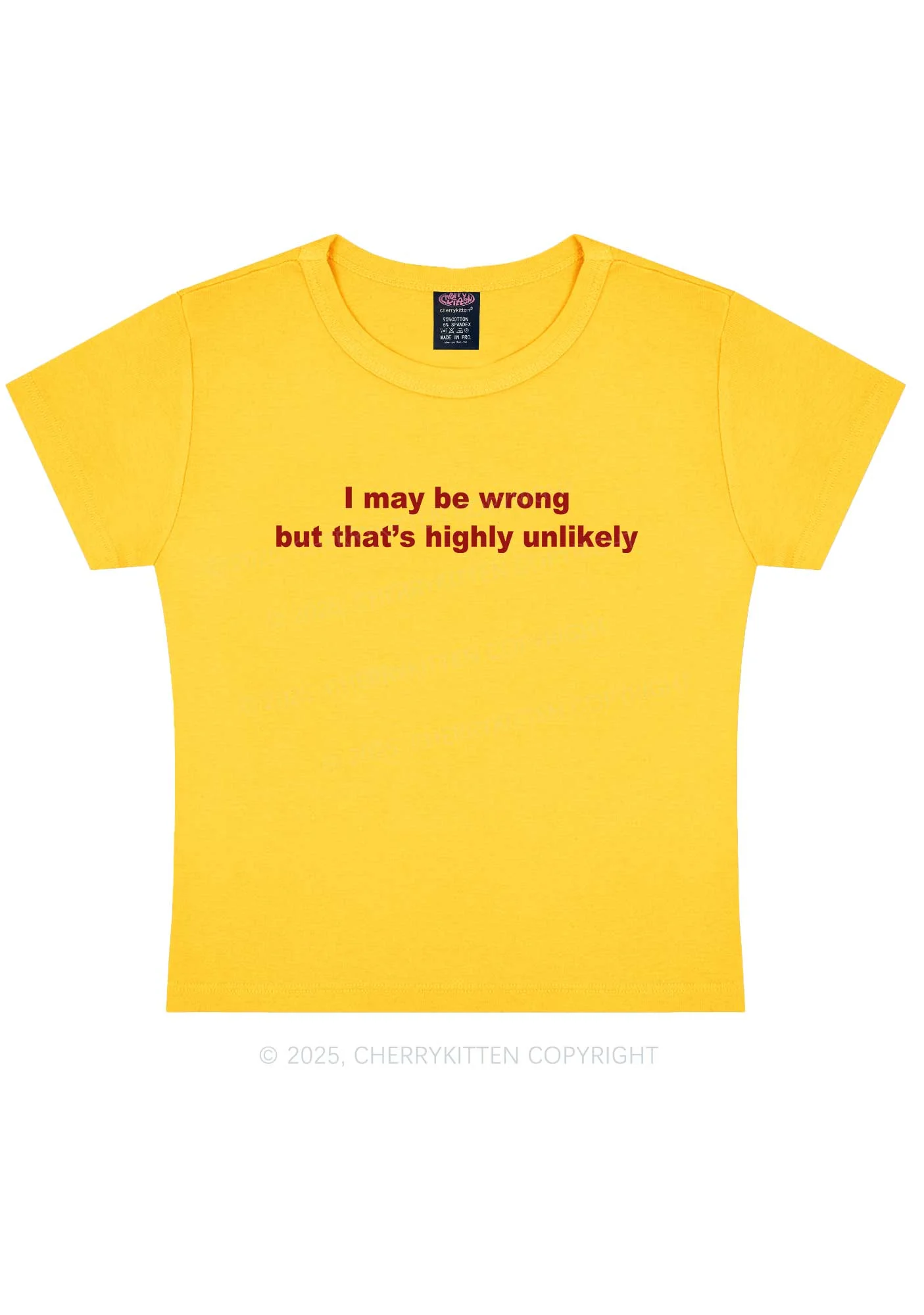 Highly Unlikely Y2K Baby Tee Cherrykitten - Image 4